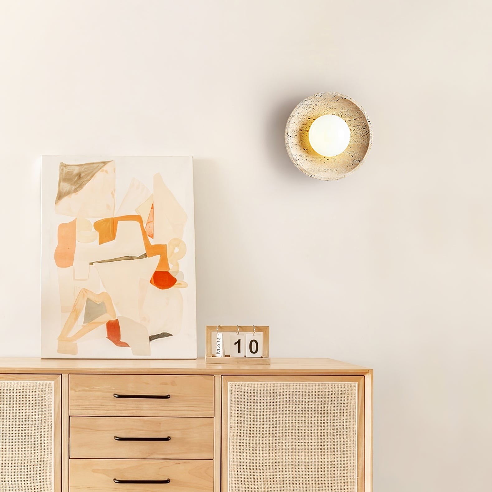 Retro Wabi Sabi Travertine Lunar Eclipse Wall Light G64