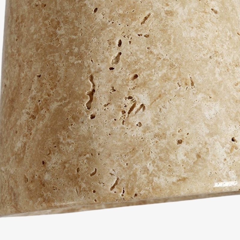 Rotating Travertine and Wood Pendant Light - Japandi Dining Room Glow T1100