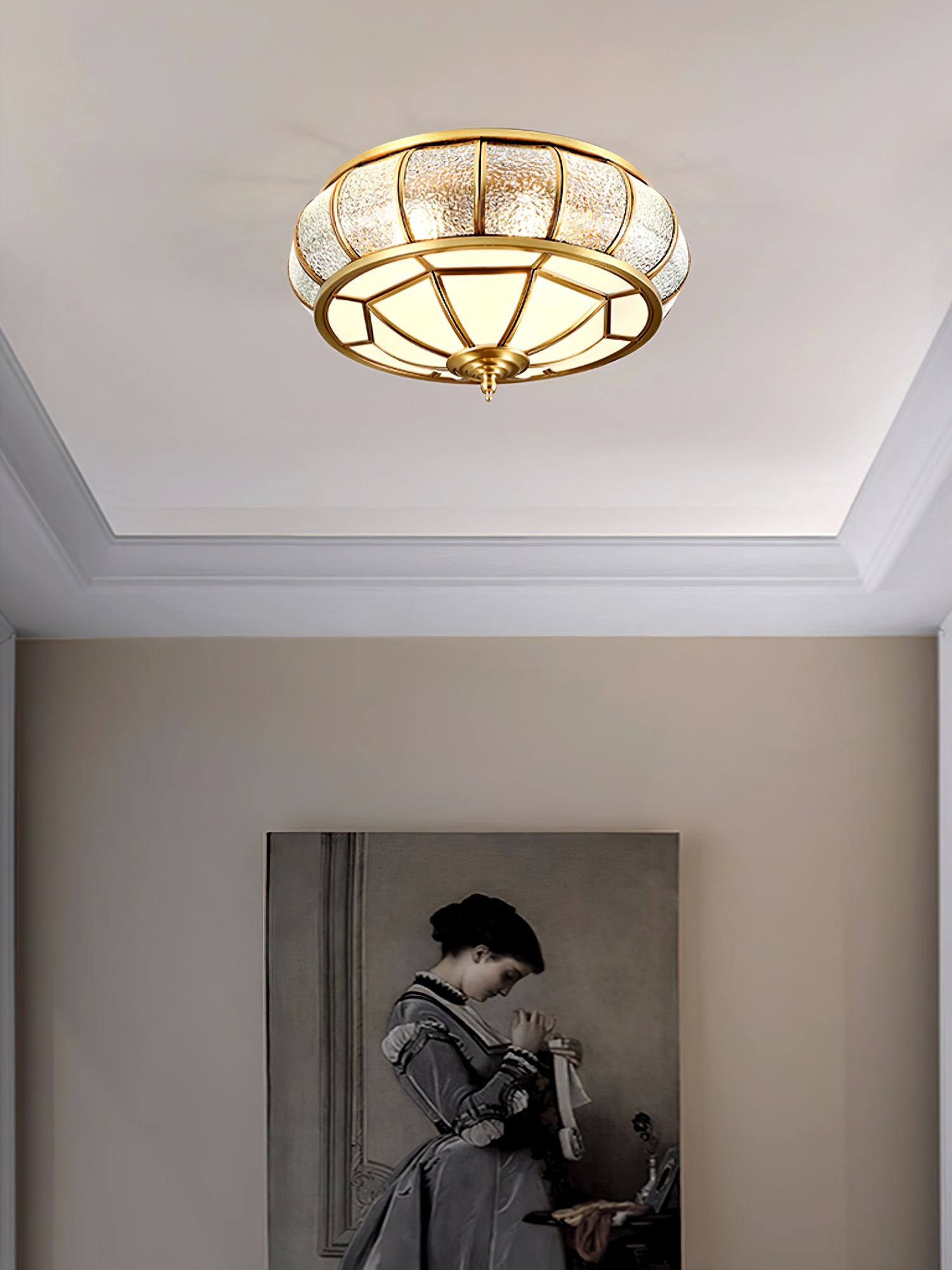 Round Textured Glass Ceiling Light M416