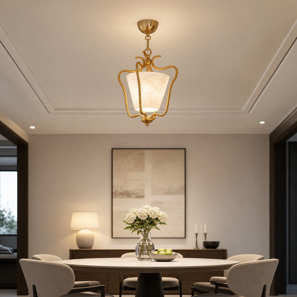 Lunavera Mid-Century Capiz Shell Drum Ceiling Light for Balcony and Hallway T2198