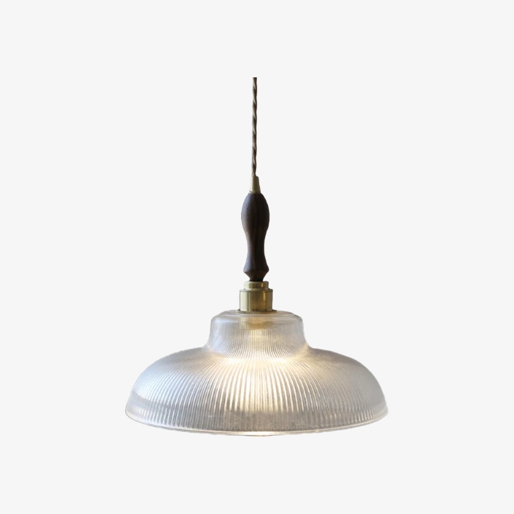 Ribilux Ribbed Pendant Light - Vintage Glass and Metal for Kitchen and Dining Room T1120