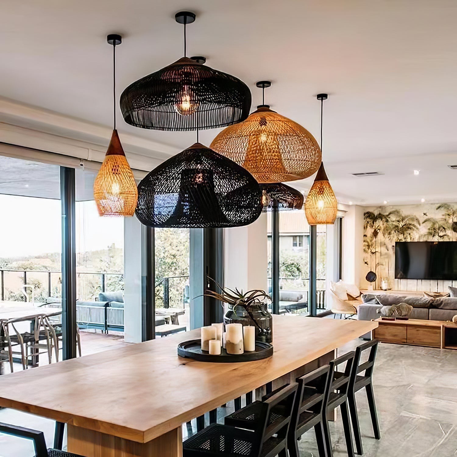 Harp Braided Rattan Pendant Lamp T048