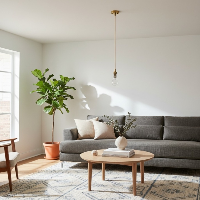 Plaitar Modern Brass Pendant Light - Minimalist Ceiling Fixture with Braided Cord for Hallways T993