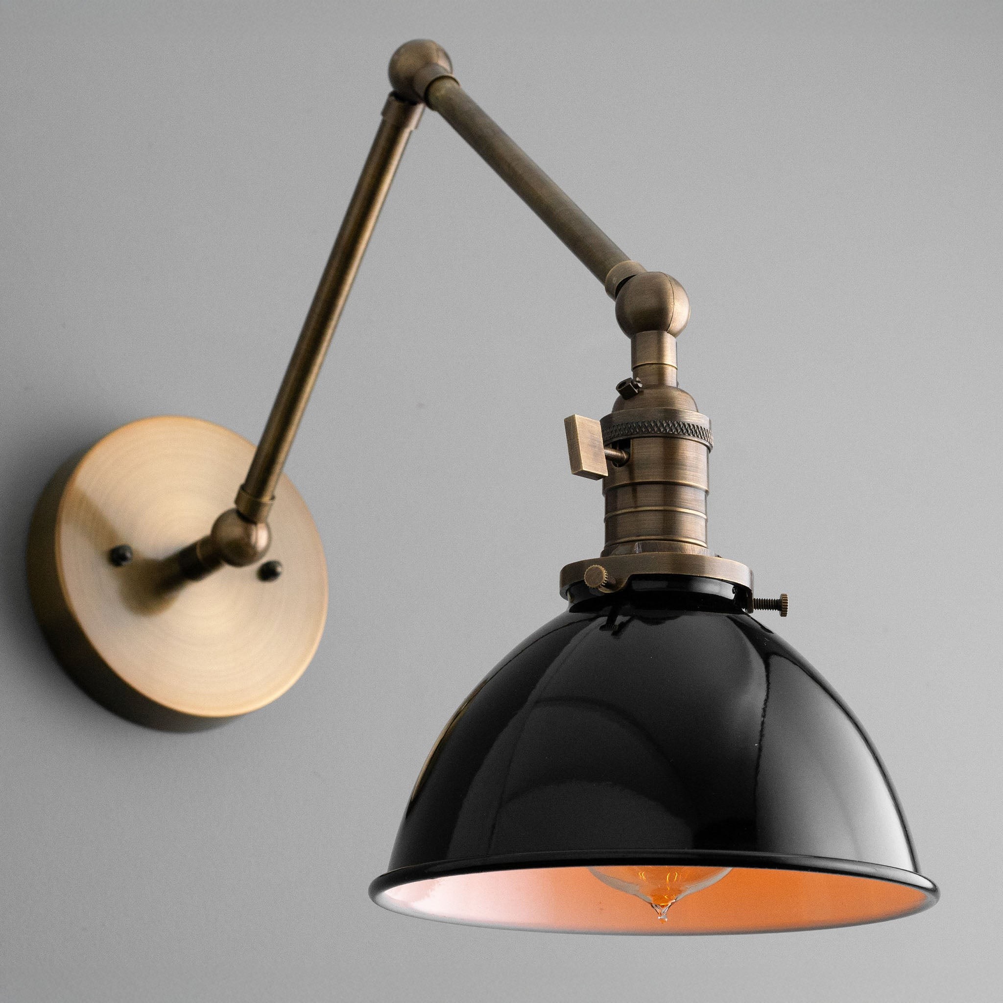 Conique Metal Vintage Industrial Swing Arm Wall Lamp - Adjustable Dome Shade for Study T313