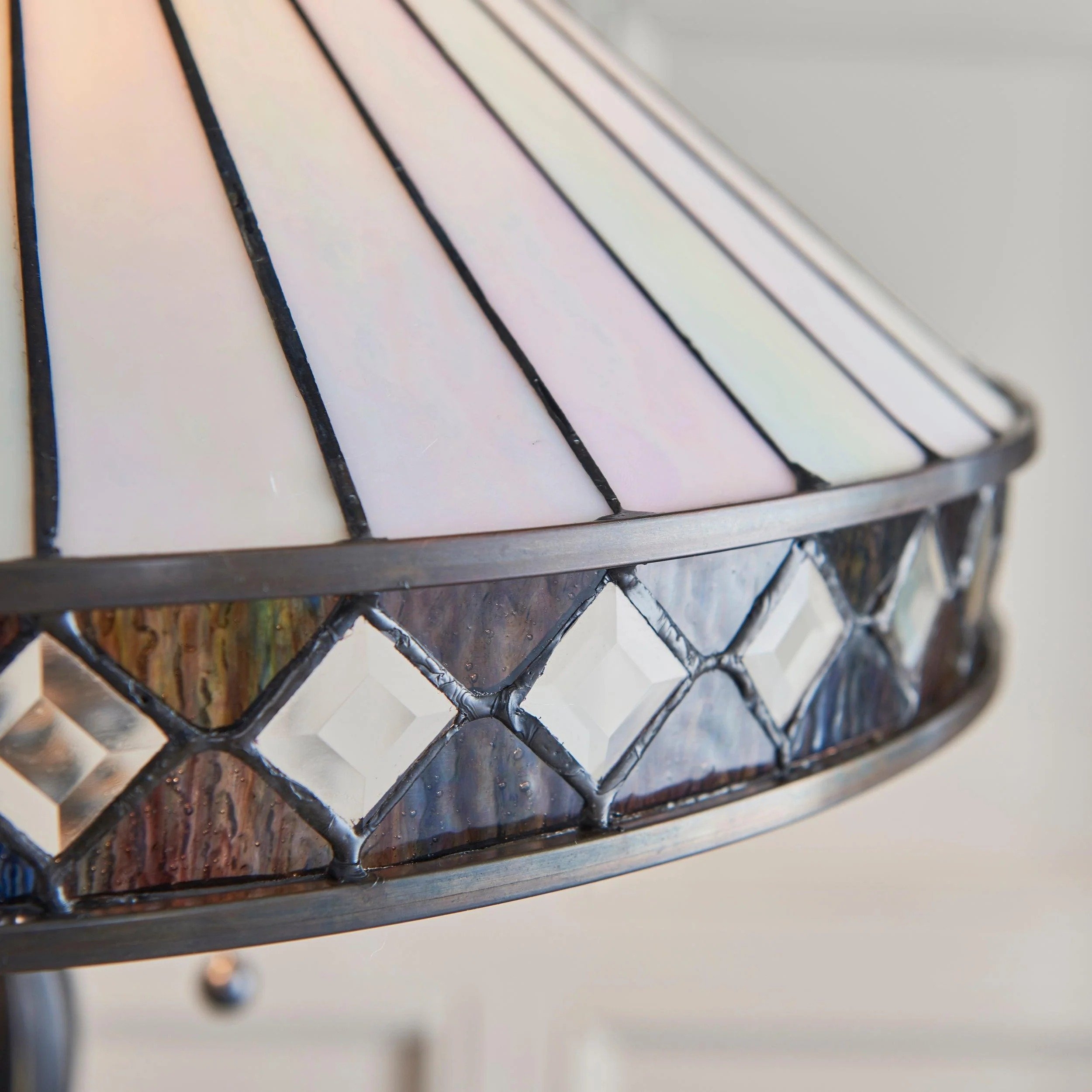 TF Fargo Geometric Glass Tiffany Lamp - Art Deco Table or Floor Light T643