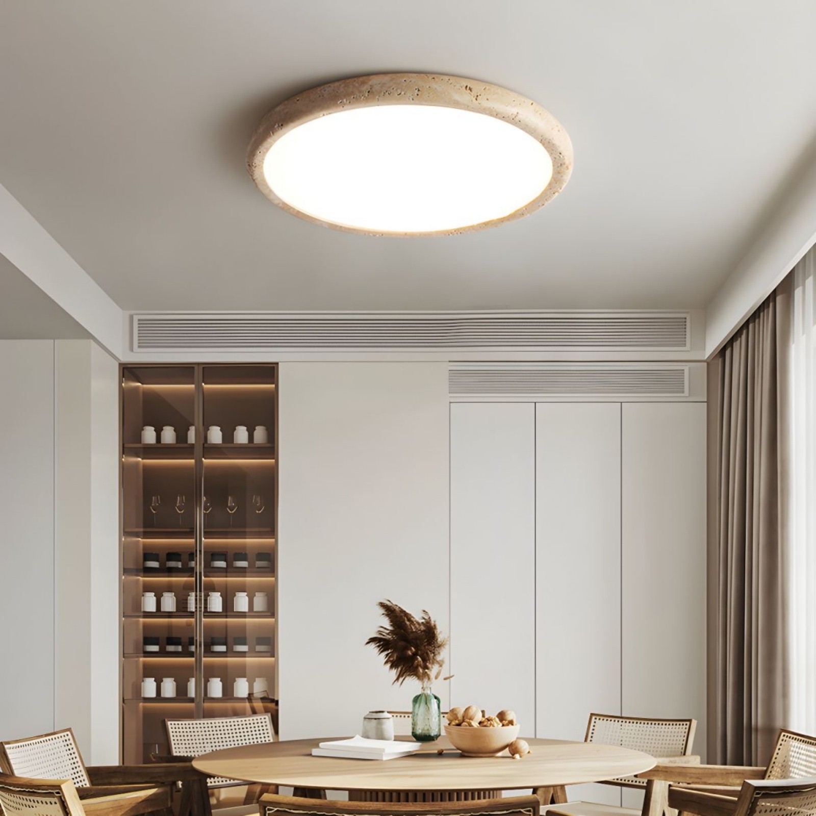Travertine Disc Flush Mount Ceiling Light - Minimalist Design  Lighting S289
