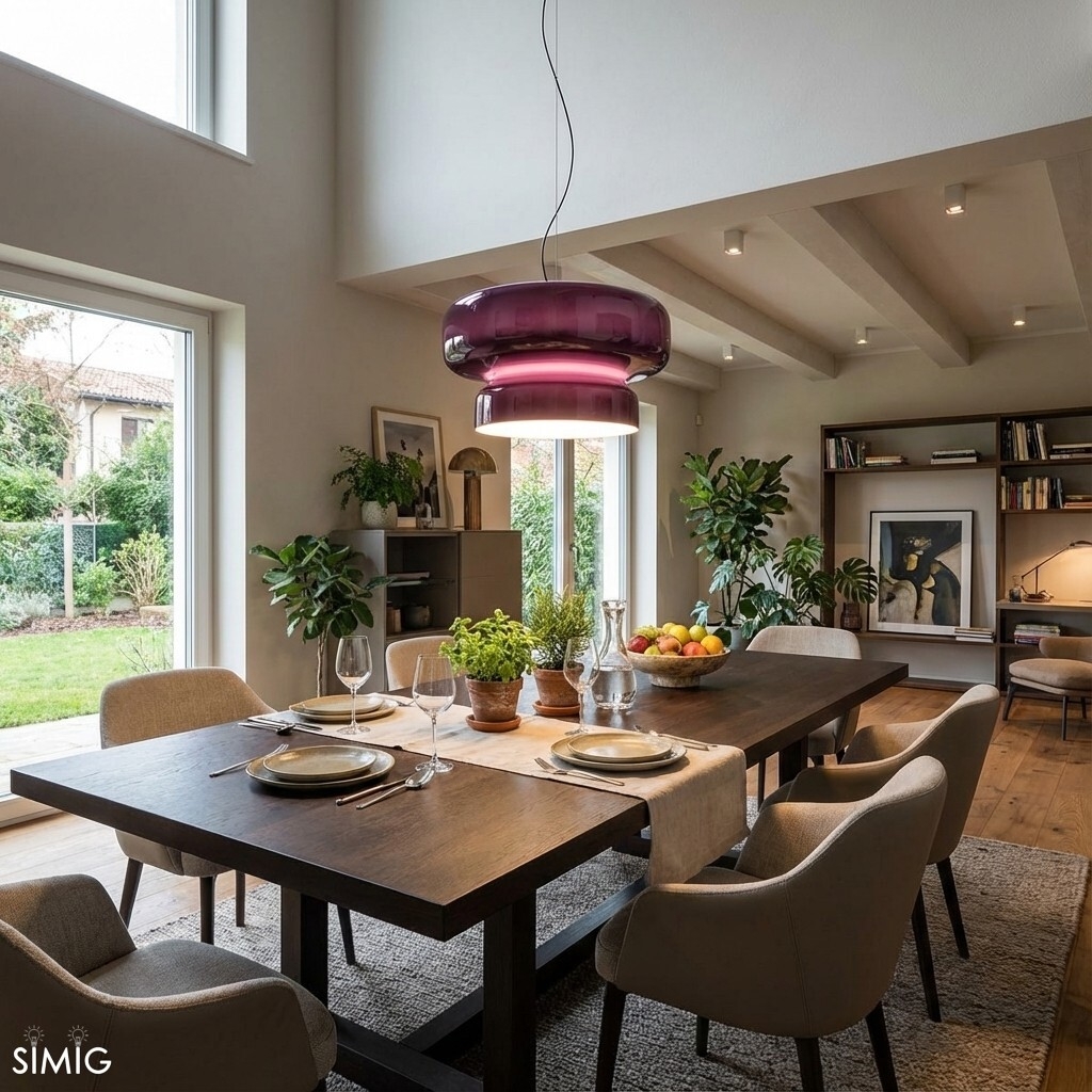 Minimalist Pendant Light - Bohemian Glass and Metal for Dining Room M388
