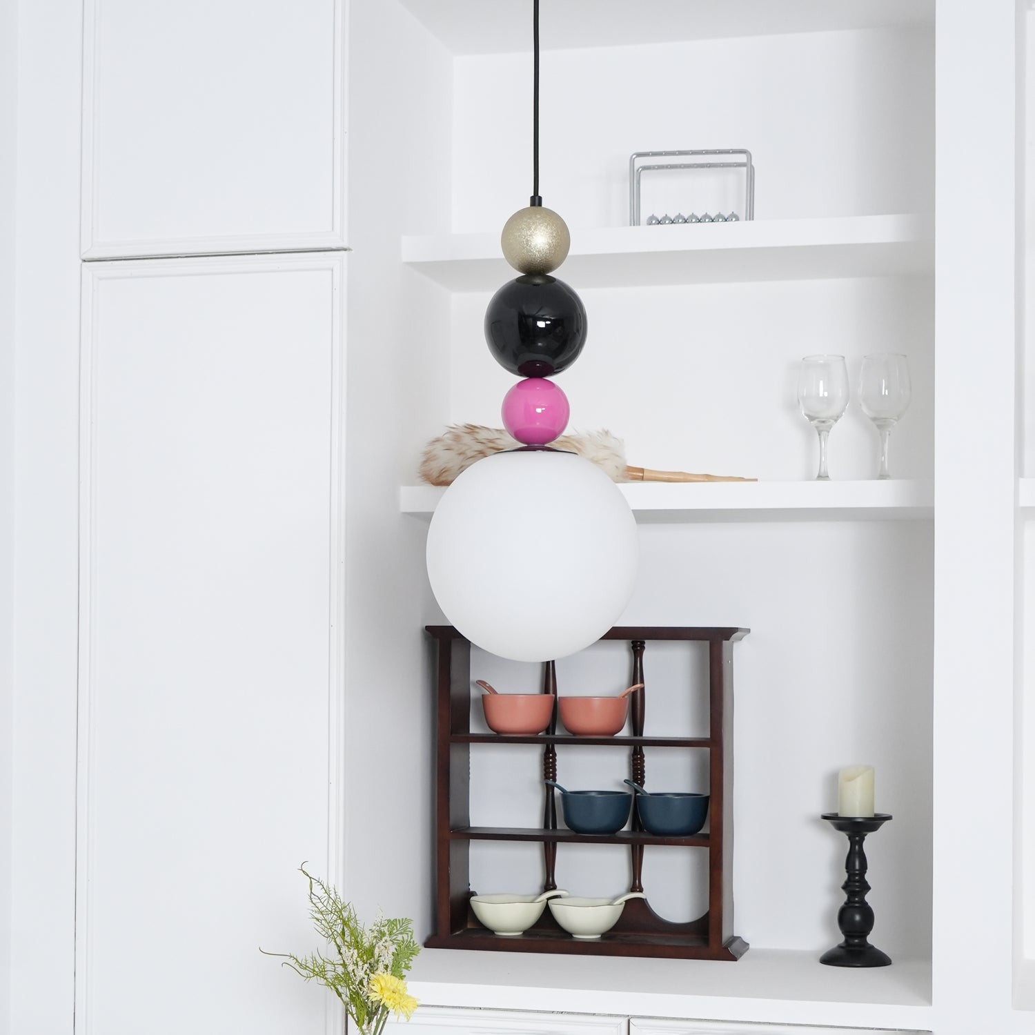 Round Balls Stacking Pink Pendant Lamp M418