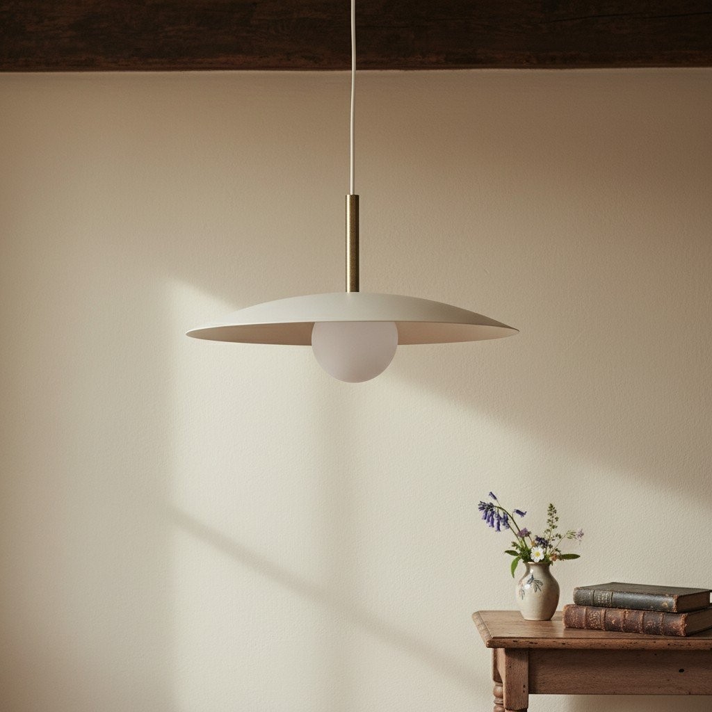 Curva Metal Minimalist Pendant Light - Modern Brass Accent Disc Shade T402