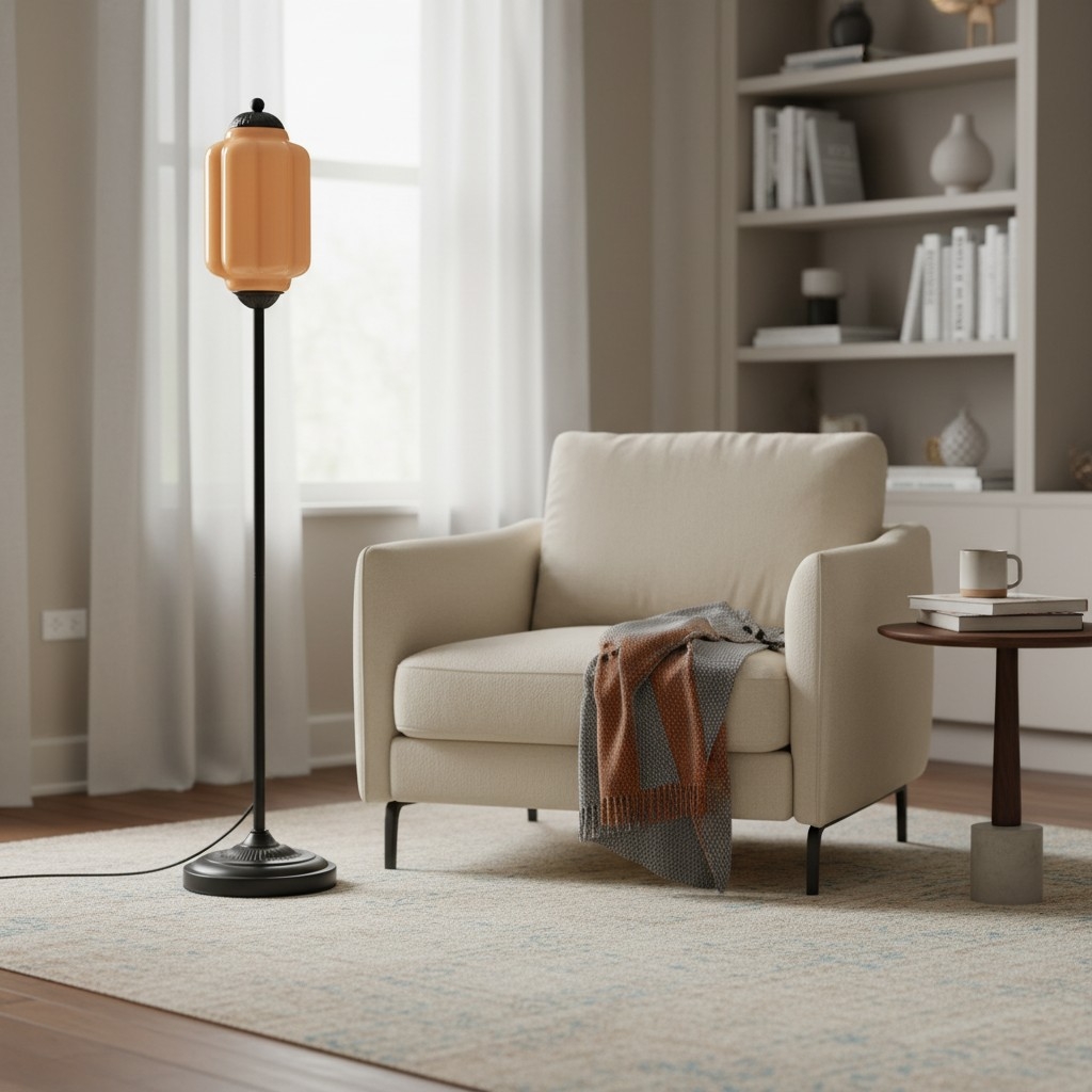 Eloise Pumpkin Glass Floor Lamp - Retro Lighting for Living Room T1169