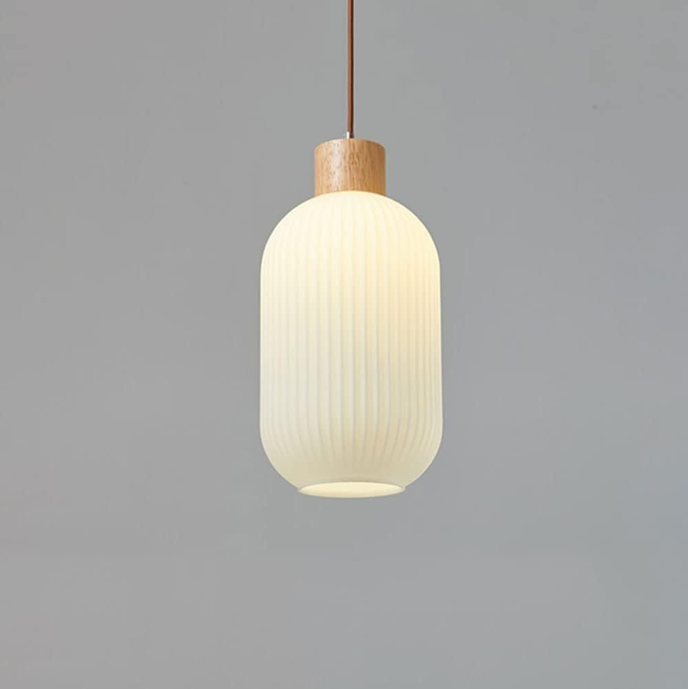 Nordic White Lantern-Like Glass Pendant Lamp M27