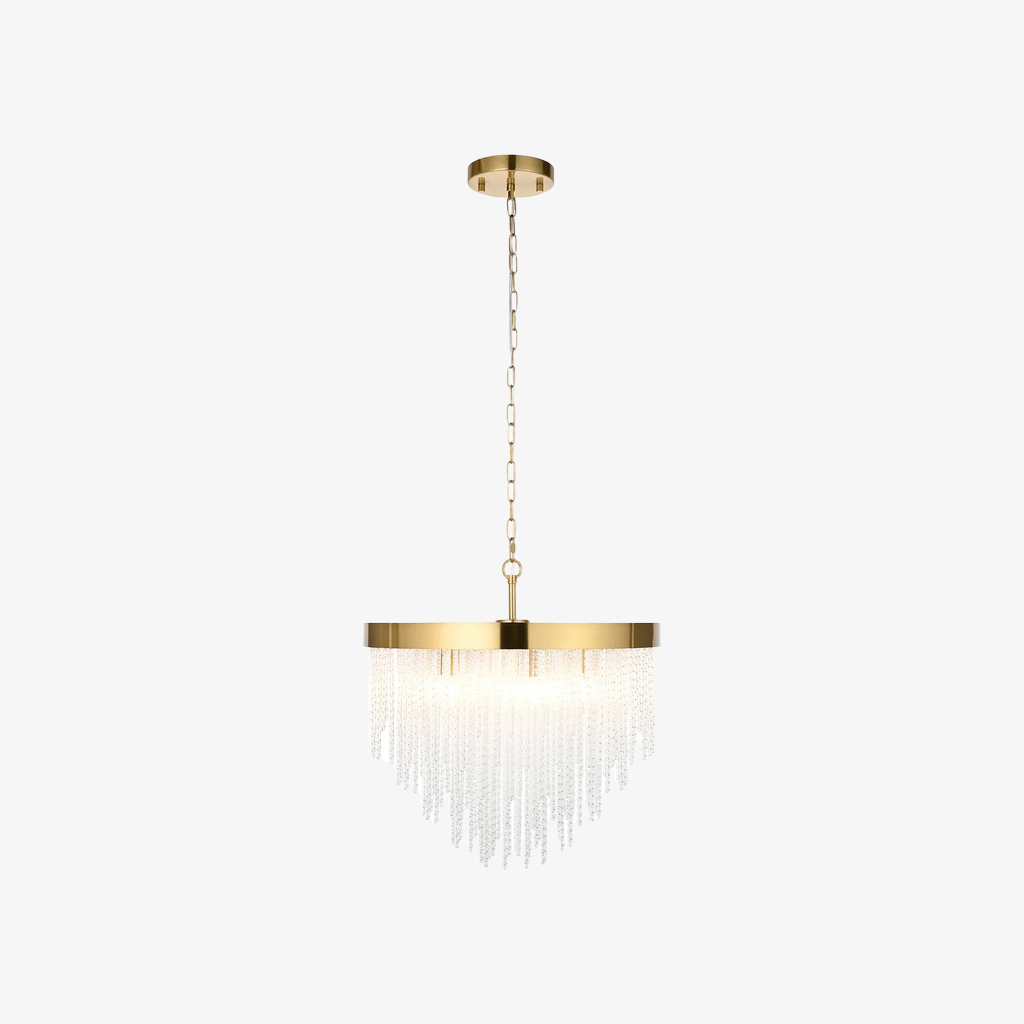 Cavara Multi-Tier Glass Rod Chandelie - Tiered Brass Pendant for Dining and Entry T883