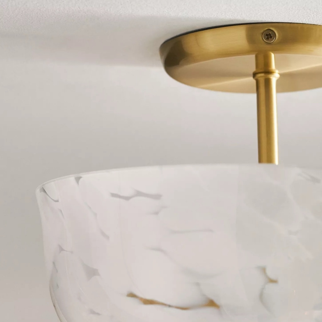 Clea Rounded Glass Flush Mount - Dotted Shade for Bedroom and Hallway Lighting T711