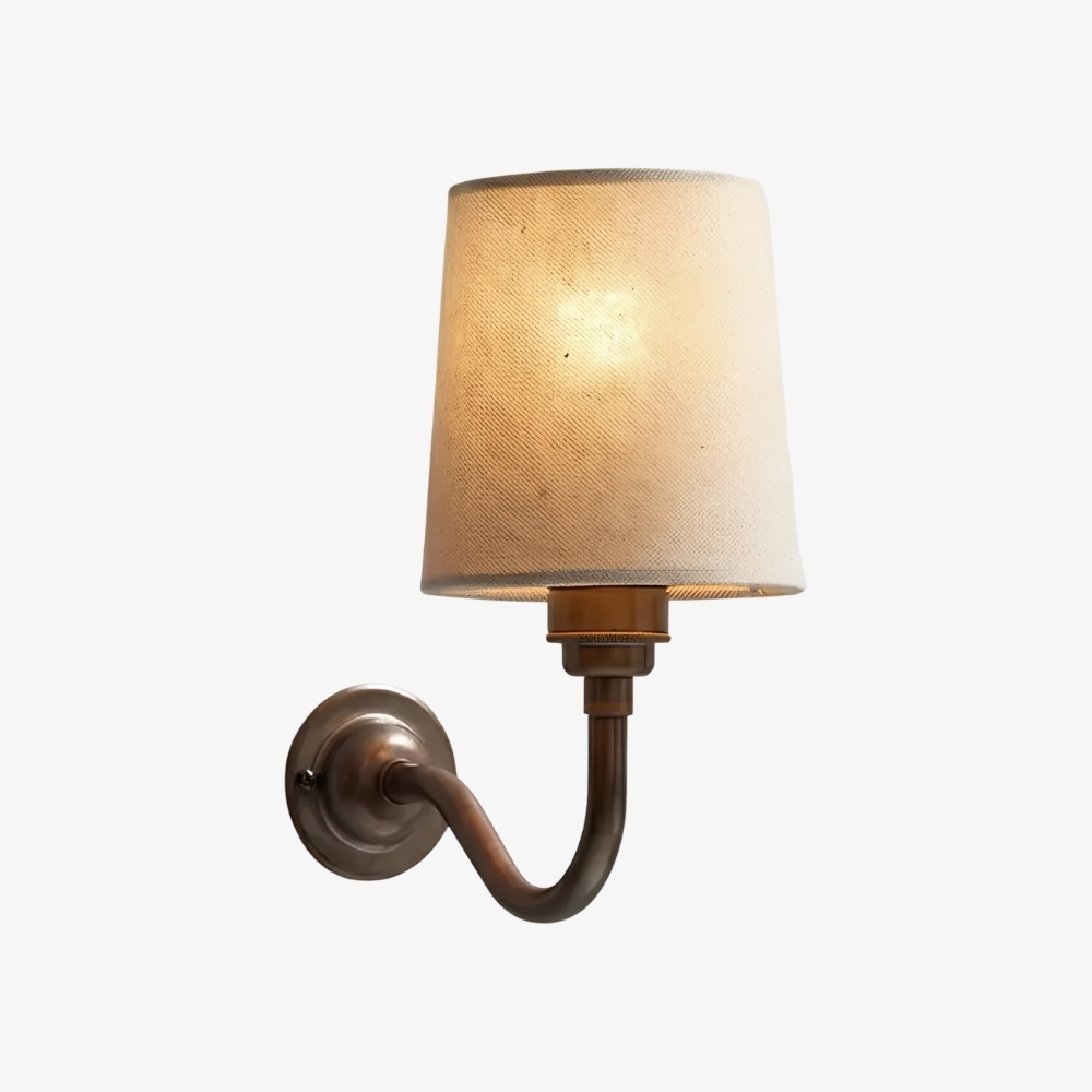 Cottaloy Vintage Fabric Curved Arm Wall Lamp for Living Room or Bedroom T2249