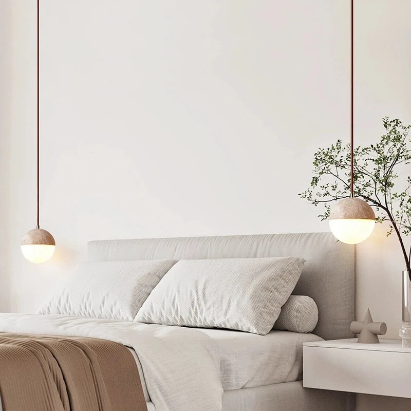 Travertine Ball Pendant Light T2140
