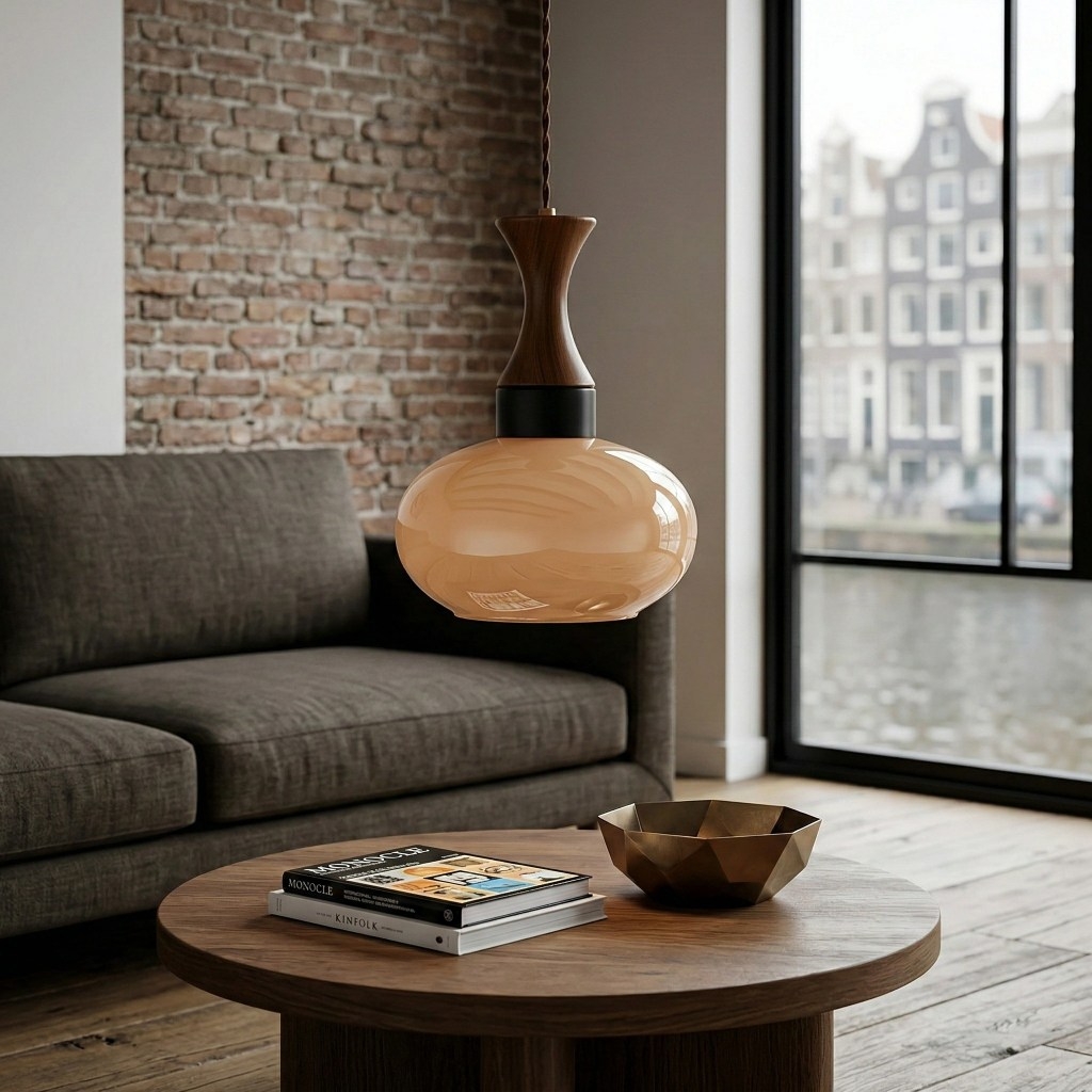 Velora Scandinavian Farmhouse Pendant with Glass Shade Modern Plug-In Design T1162
