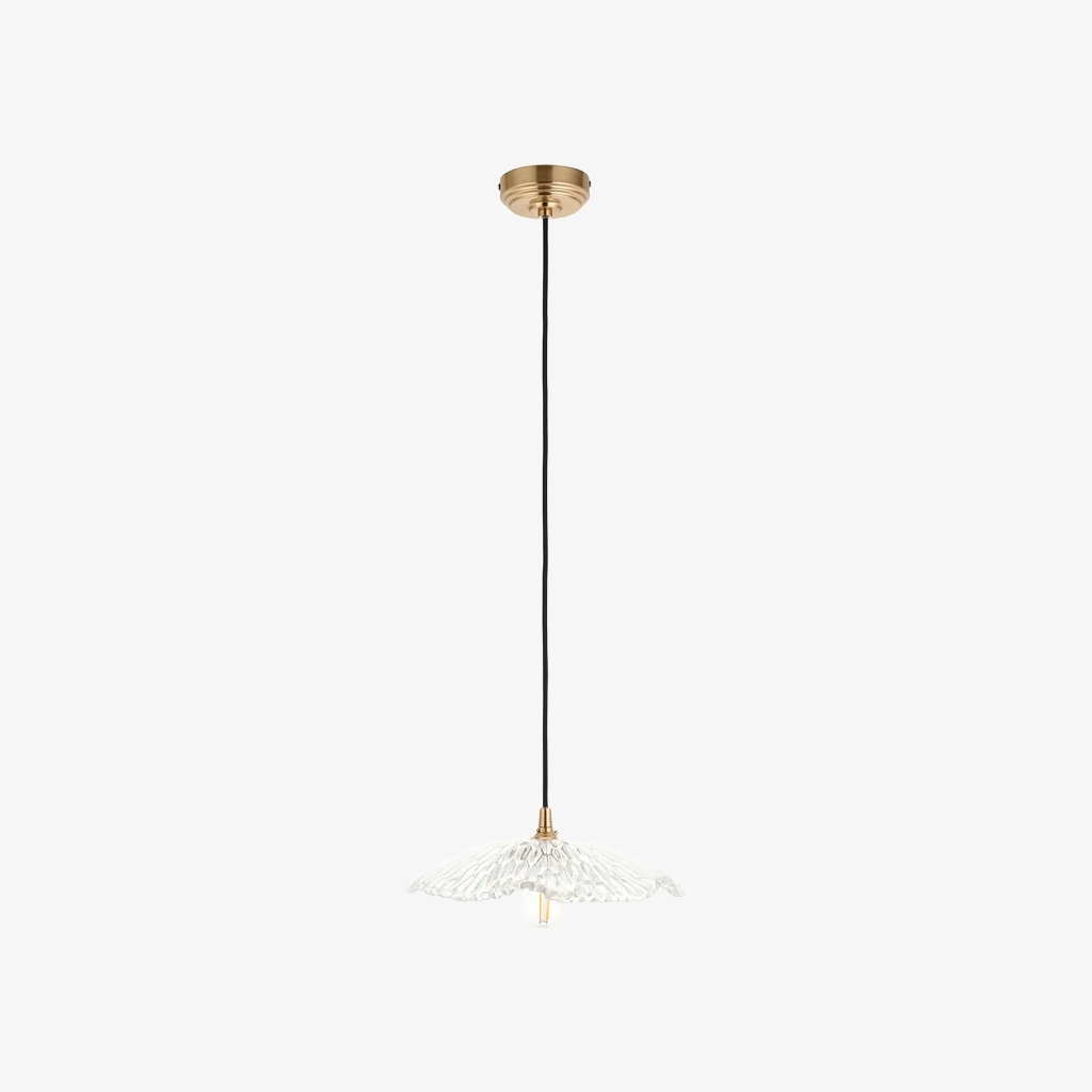 Floriaxis Floral Glass Pendant Light - Floral Glass Shade with Braided Cable for Kitchen or Dining T960