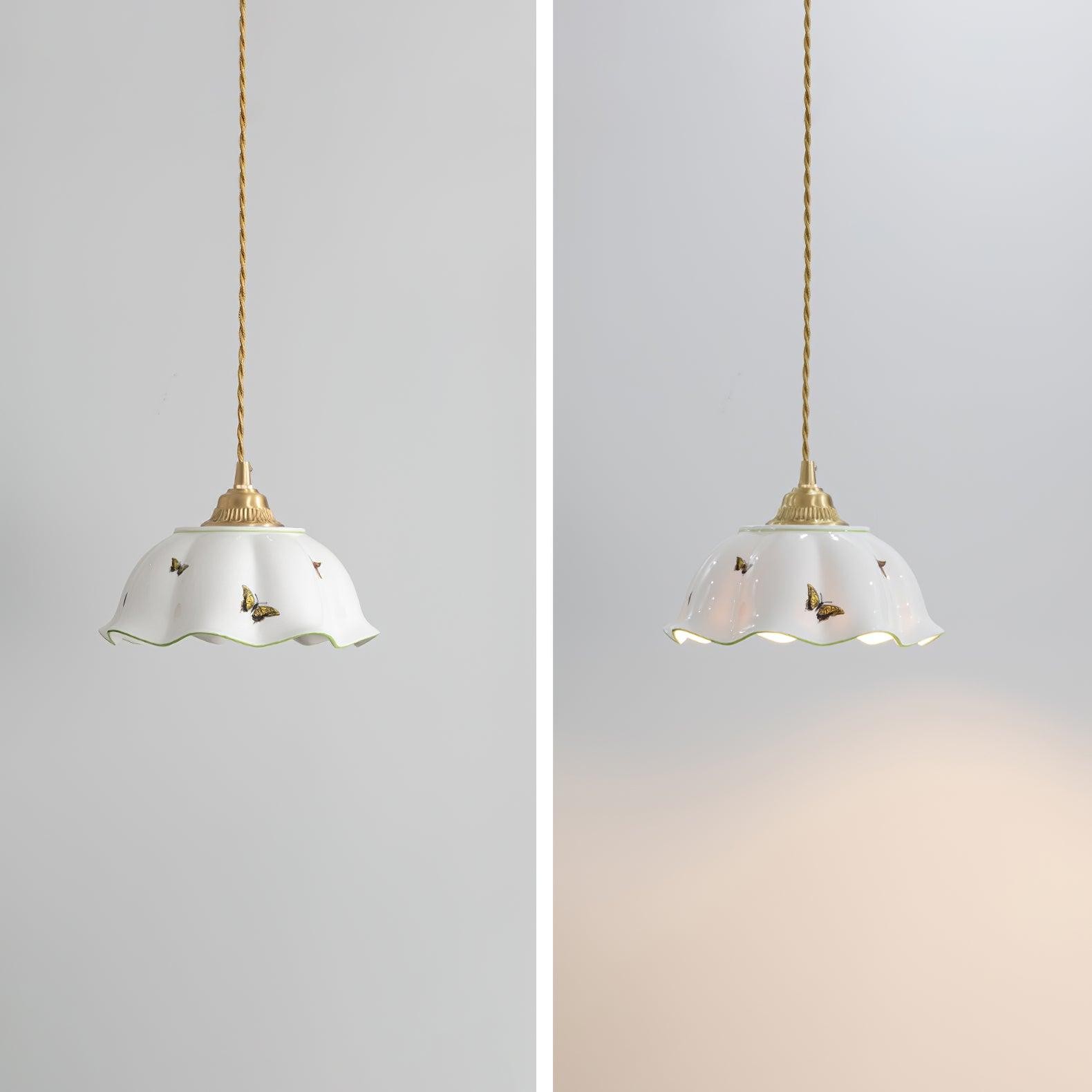 Retro Cream Style Ceramic Pendant Lamp G44