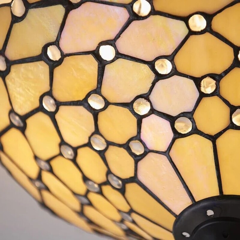 TF Pearl Handcrafted Tiffany Ceiling Light - Art Deco Stained Glass Light for Hallway or Living Room T997