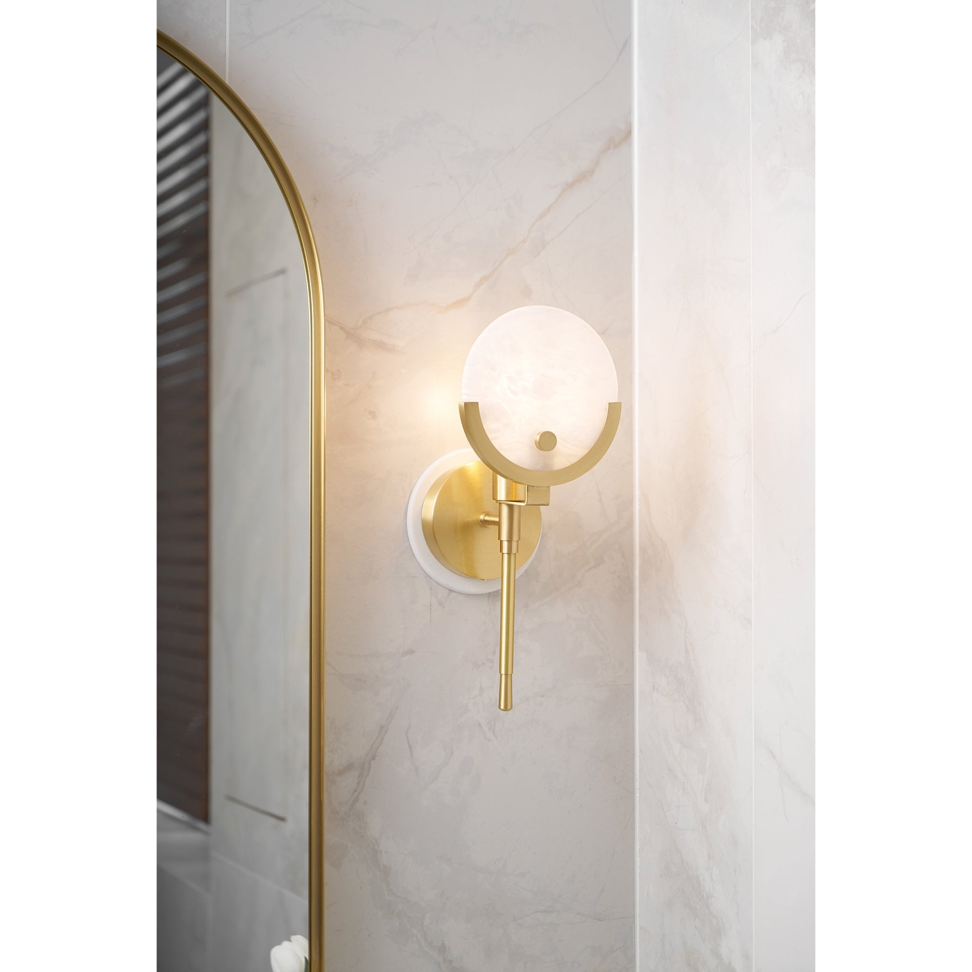 Ava Brass Alabaster Wall Lamp T1612