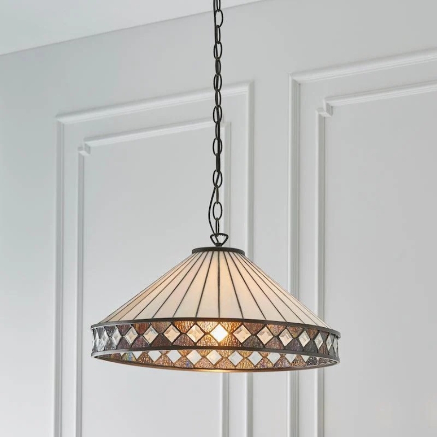 TF Fargo Pendant Light - Tiffany Style Lighting with an Art Deco Shade and Adjustable Chain T970