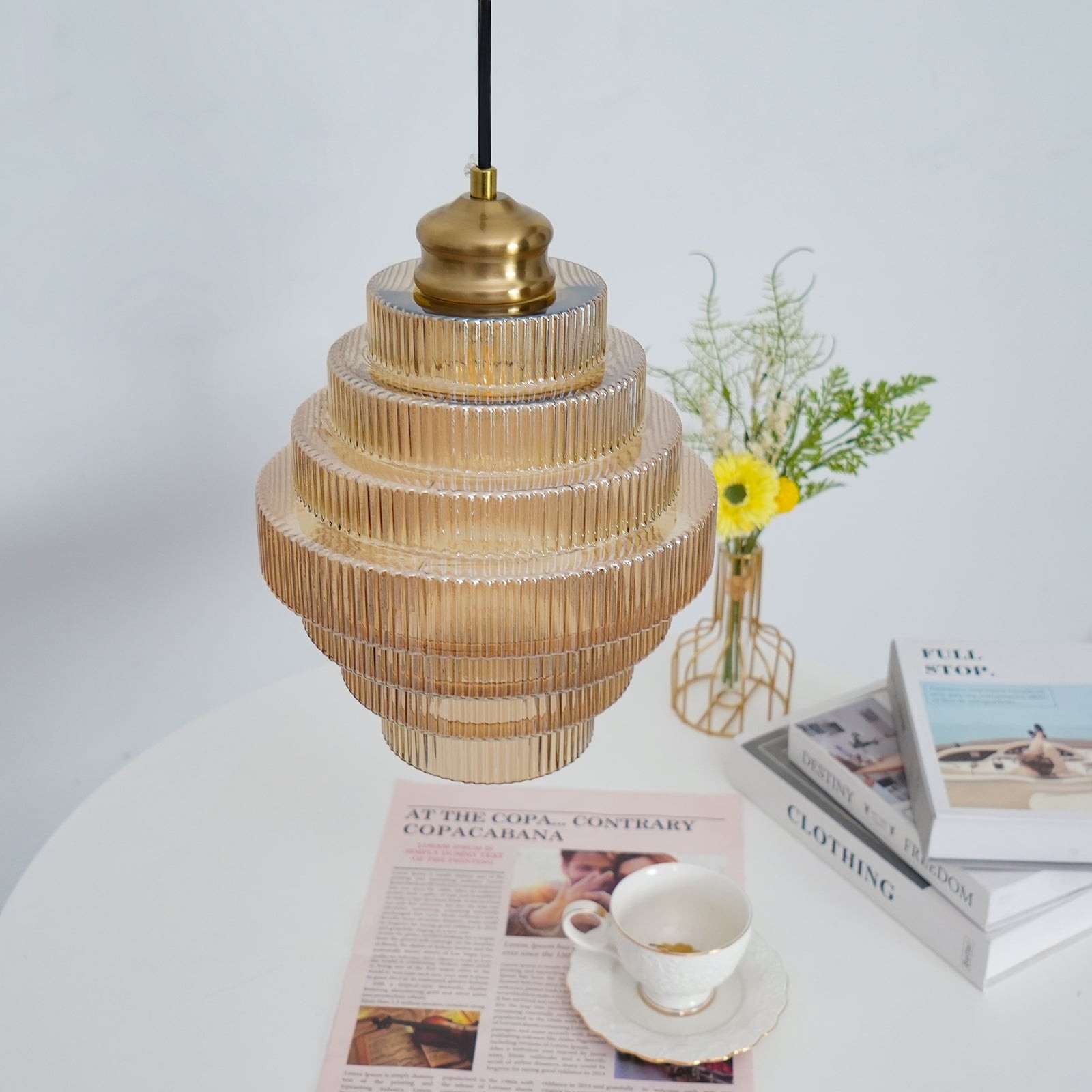 Modern Creative Pleated Design Glass Pendant Lamp M48