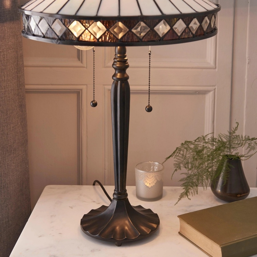 TF Fargo Geometric Glass Tiffany Lamp - Art Deco Table or Floor Light T643