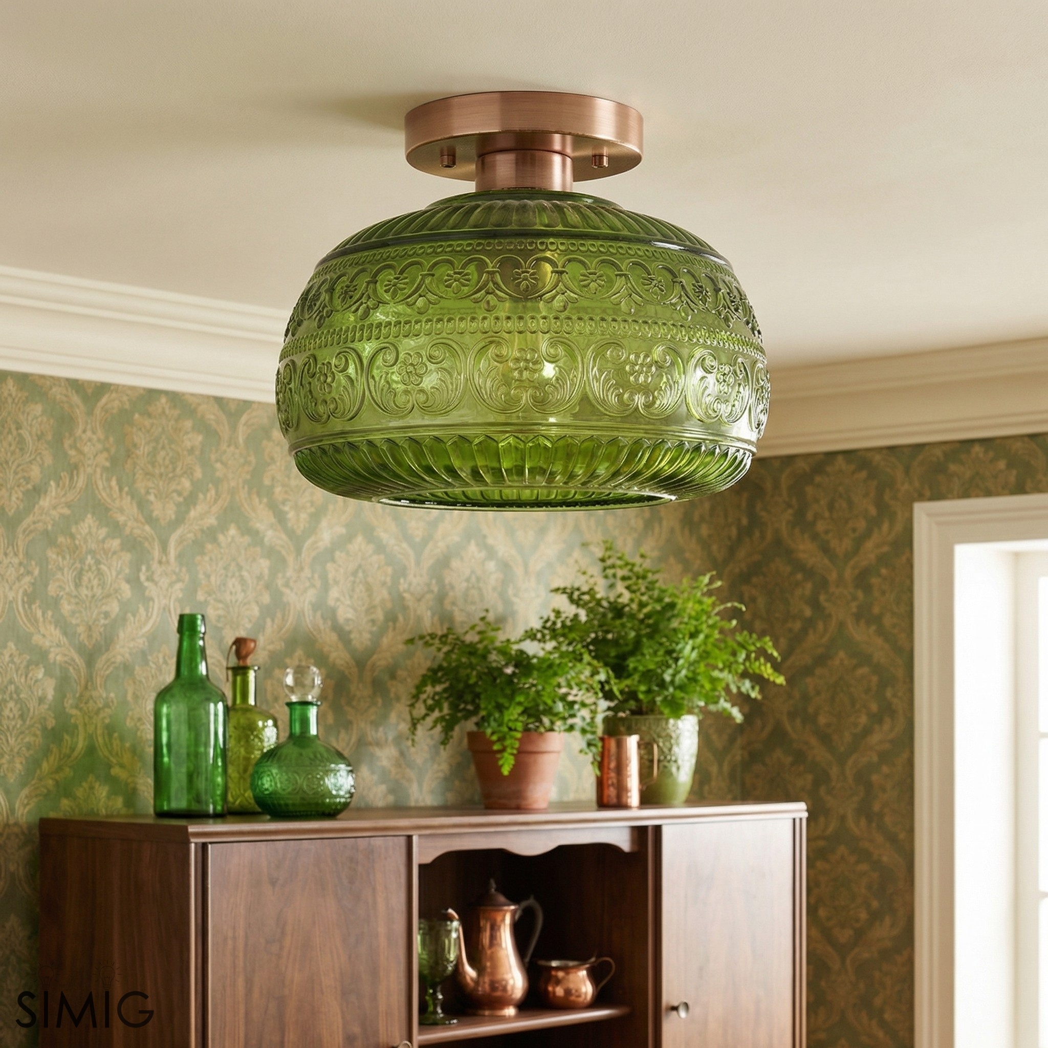 Lurex Engraved Textured Glass Flush Mount - Classic Entryway Decorative Light U21