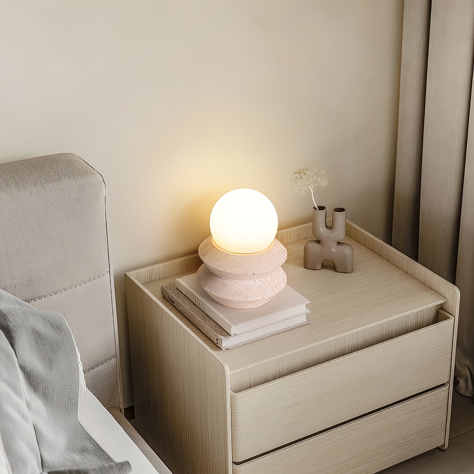 Fin Travertine Table Lamp (Built-in Battery) T1884