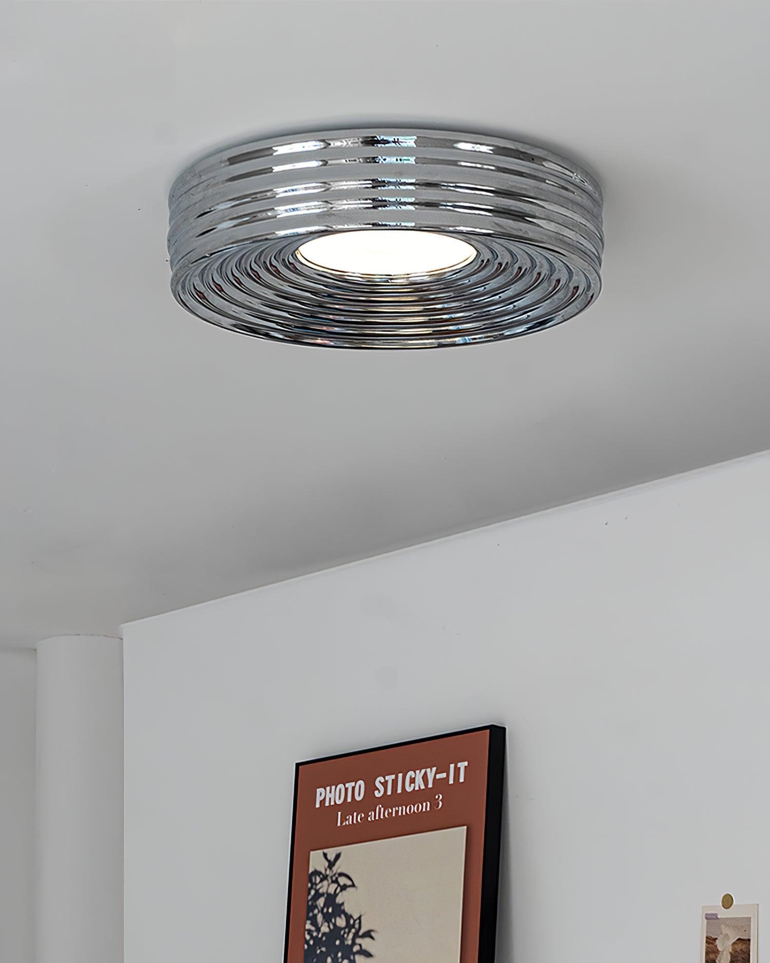 Cream Ribbed Three-color Changing Ceiling Light M290