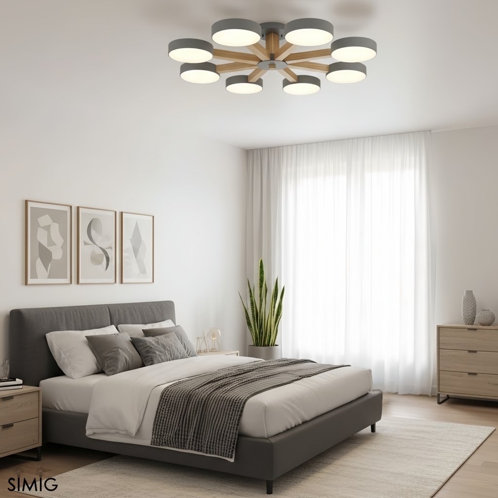 Elegant Wood Branch Ceiling Lamp - LED Disc Chandelier for Living Room or Bedroom S388