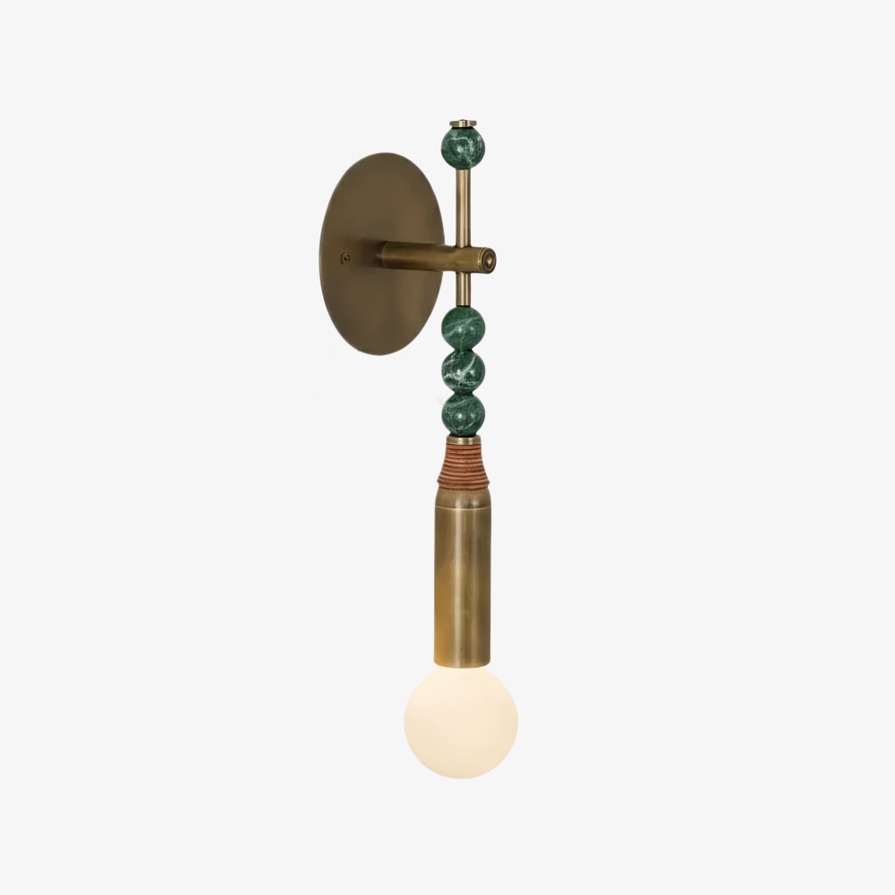 Dotmelle Contemporary Wall Lamp - Artistic Marble and Brass Wall Sconce for Bedroom or Entryway T1215