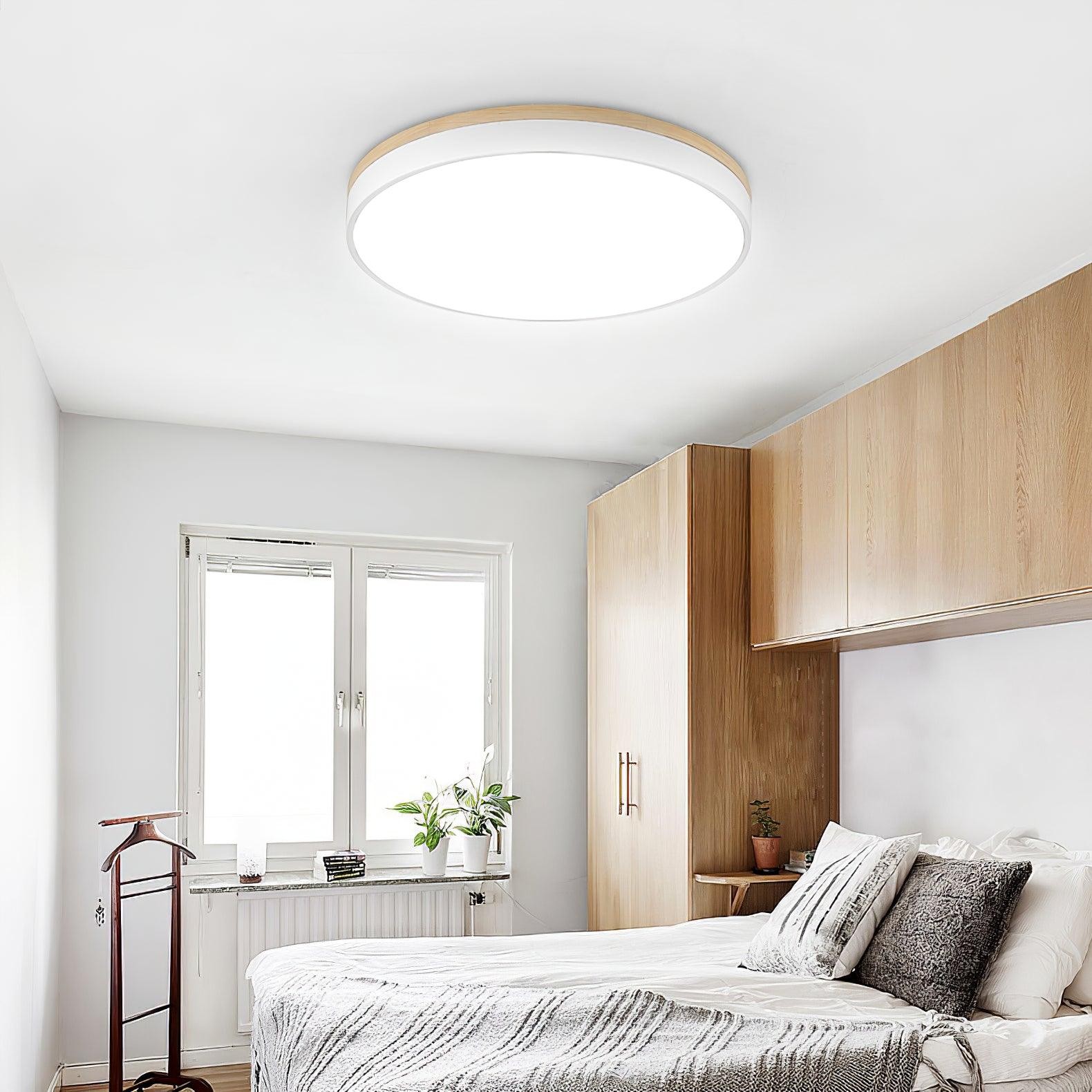 White Round Wooden Ceiling Lamp M197