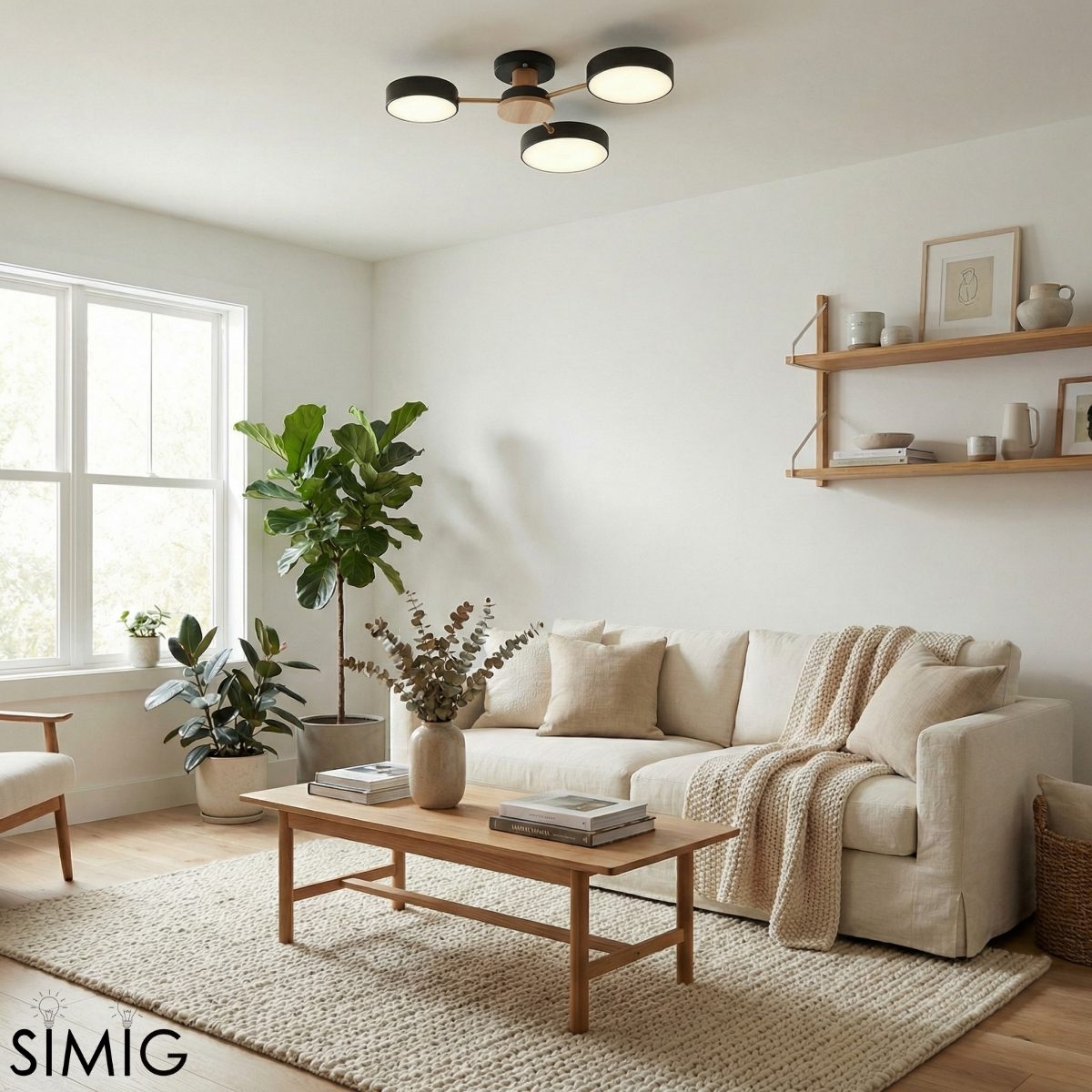 Stylish Wood-Branch Ceiling Lamp - LED Light for Dining Room and Living Room S378