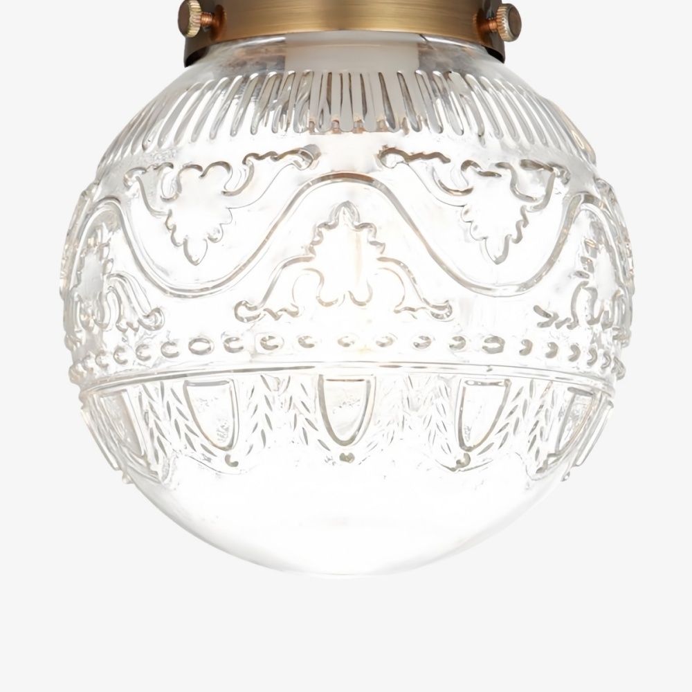 Naveliro Globe Glass Semi Flush Ceiling Lamp - Timeless Retro Bedroom Lighting T1082