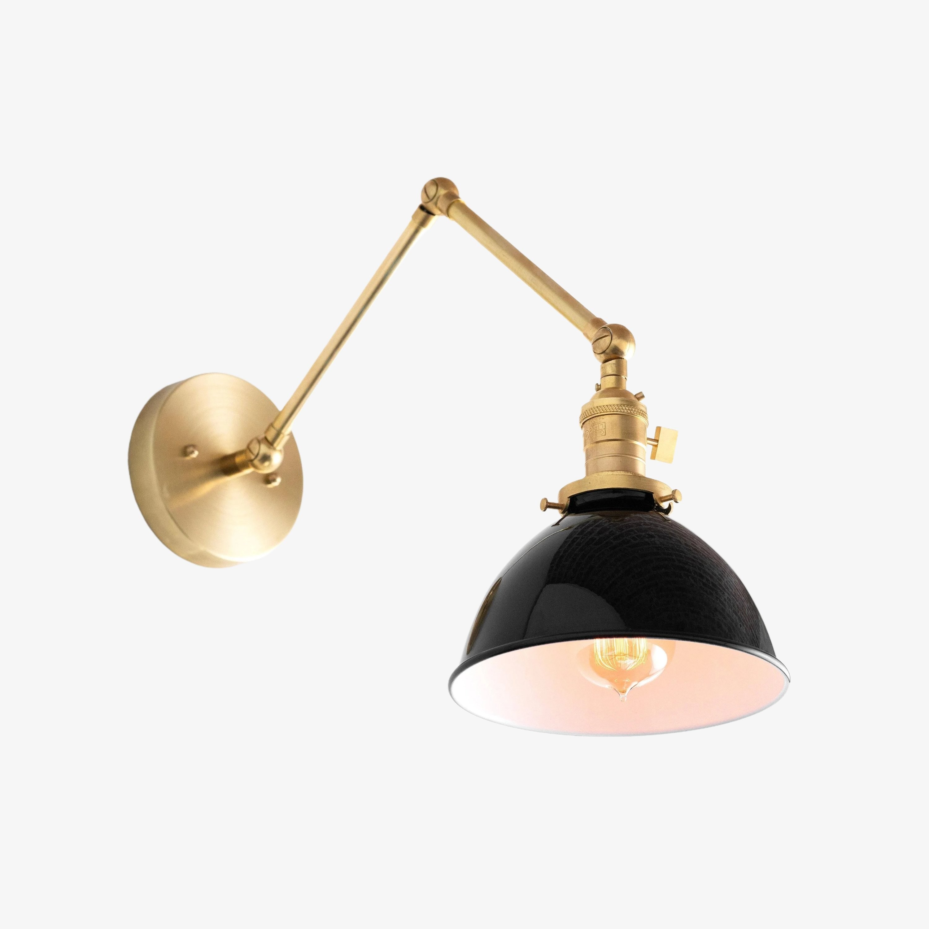 Conique Metal Vintage Industrial Swing Arm Wall Lamp - Adjustable Dome Shade for Study T313