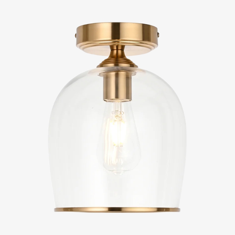 Brazara Dome Ceiling Light - Industrial Ribbed and Clear Glass for Living Room T925