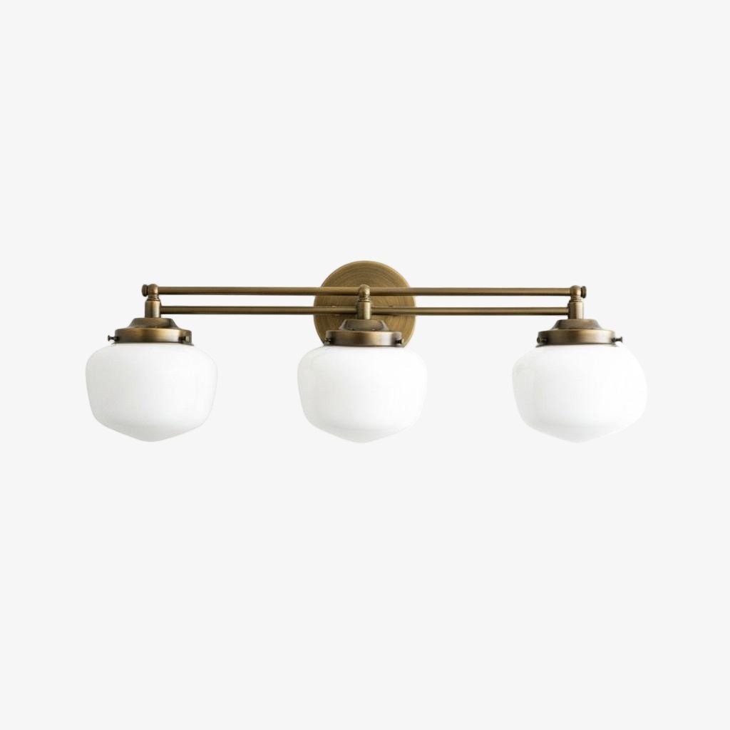 Opalume Glass Art Deco Vanity Light - Bathroom Wall Sconce with White Glass Shades T306
