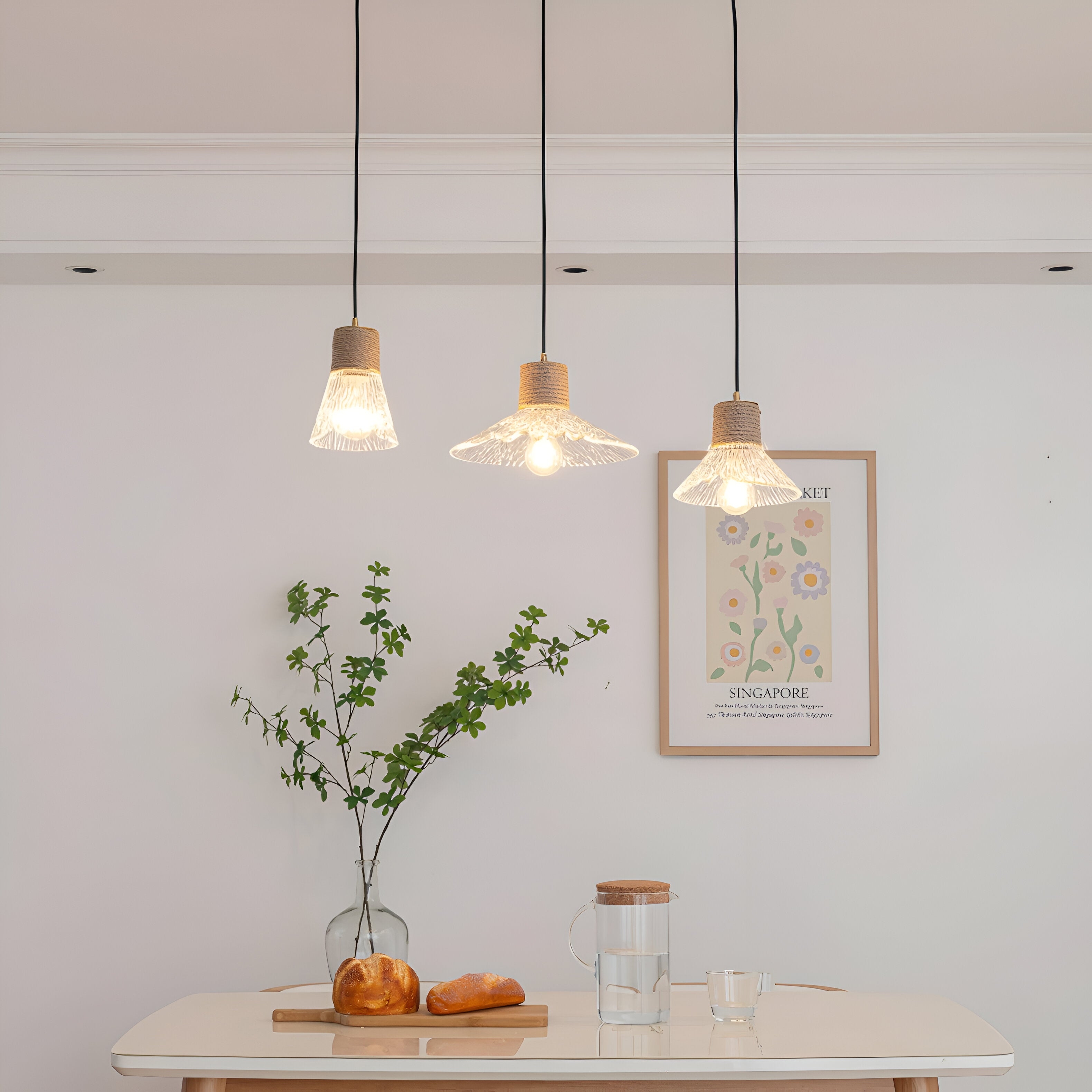 Nordic Hemp Rope Glass Pendant Light T2162