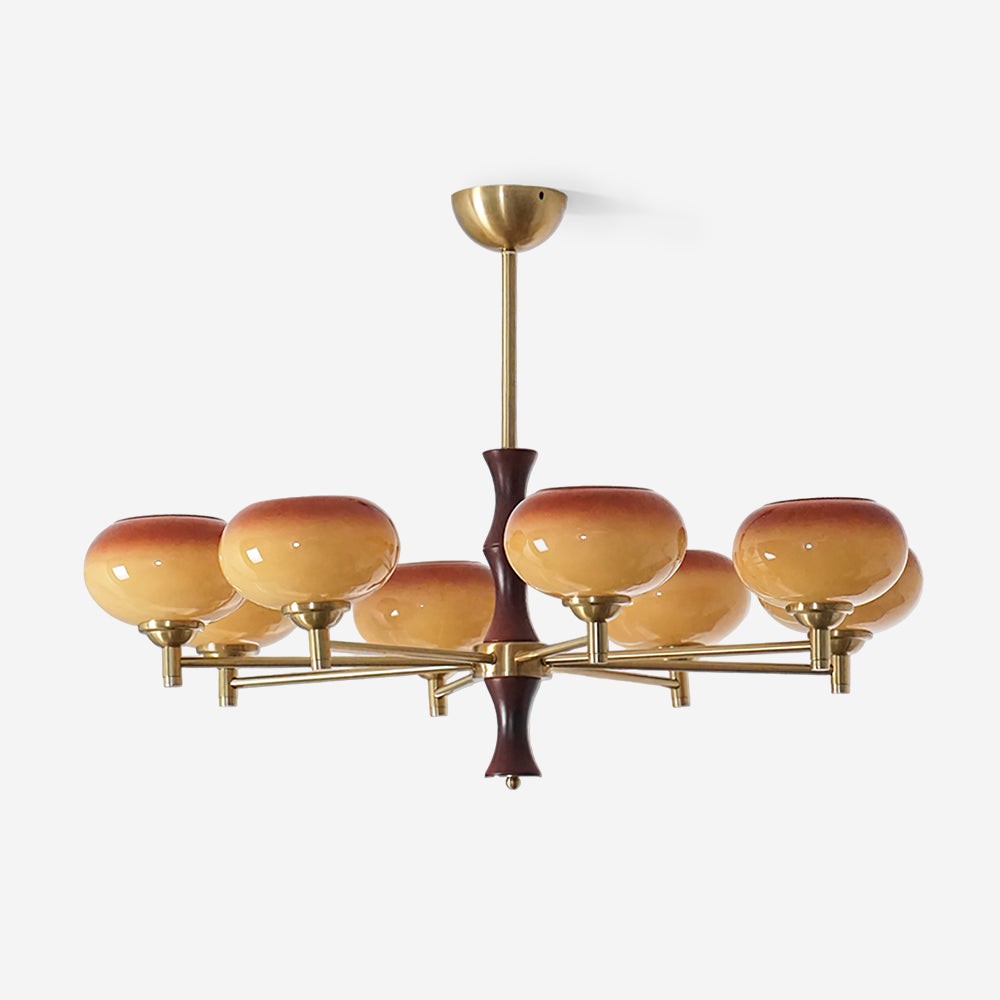 Vintage Mid Century Persimmon Glass Chandelier M205