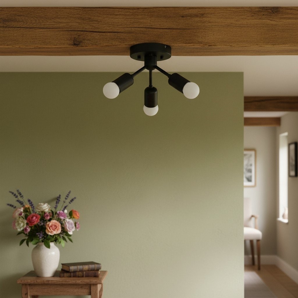 Mobilux Line Modern Brass Flush Mount - Minimalist Gold Ceiling Light for Bedroom T328