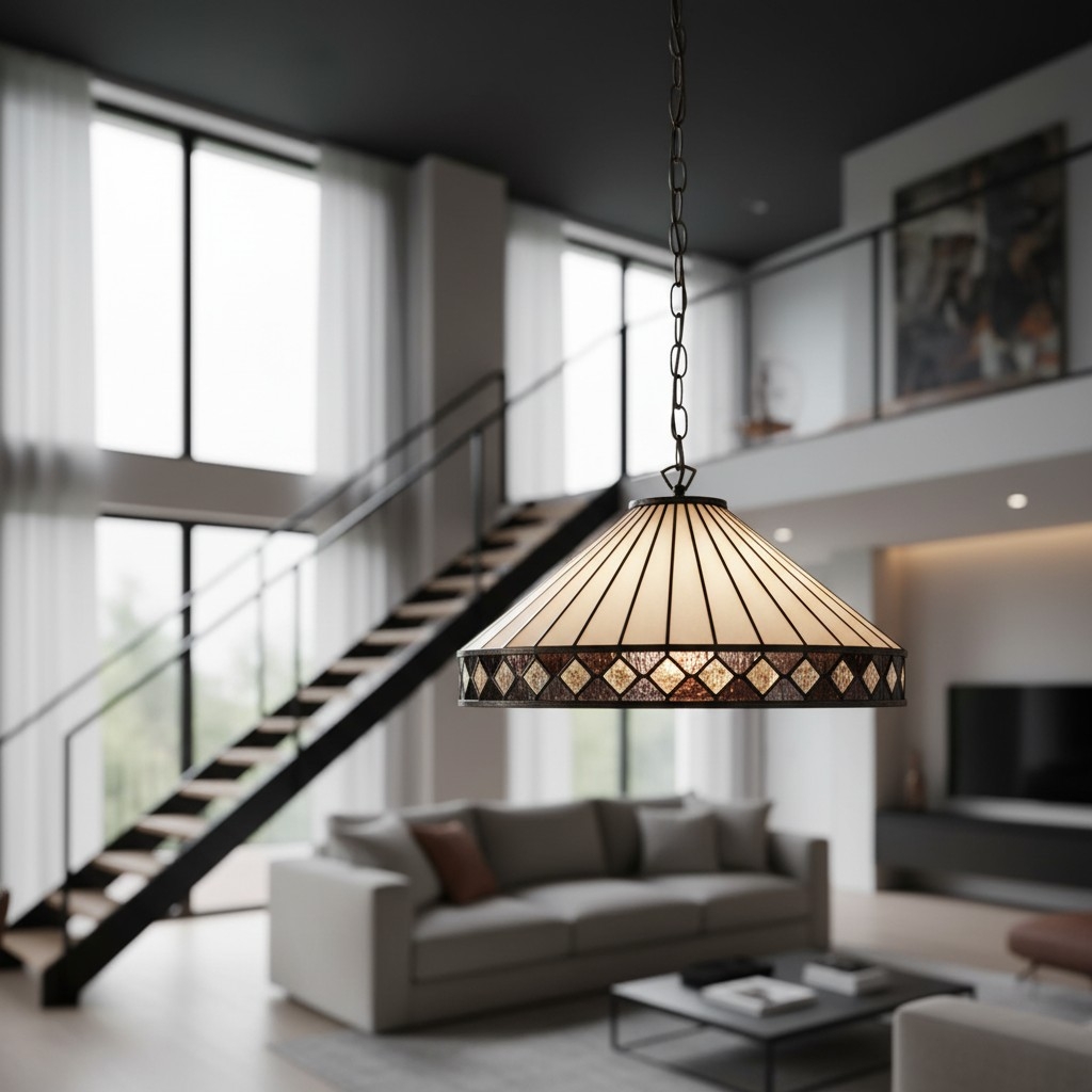 TF Fargo Pendant Light - Tiffany Style Lighting with an Art Deco Shade and Adjustable Chain T970