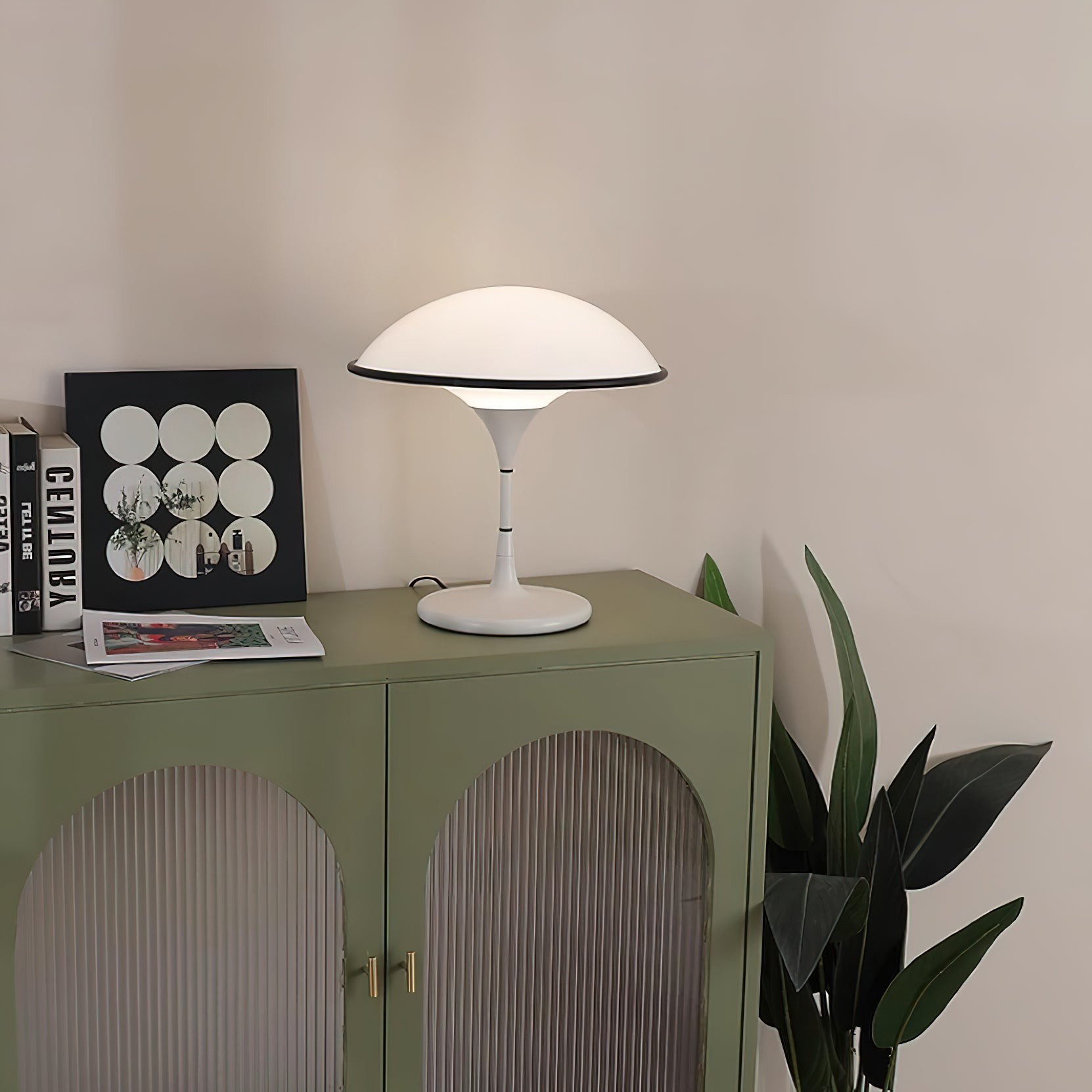 Danish Retro White Flying Saucer Table Lamp M277