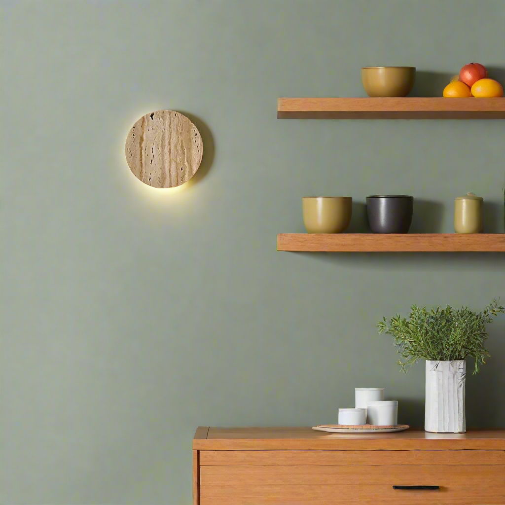 Japanese Wabi Sabi Natural Travertine Stone Wall Light T2102