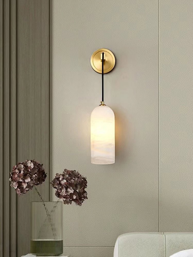 Modern Minimalist Copper Natural Marble Adjustable Wire Wall Lamp M346