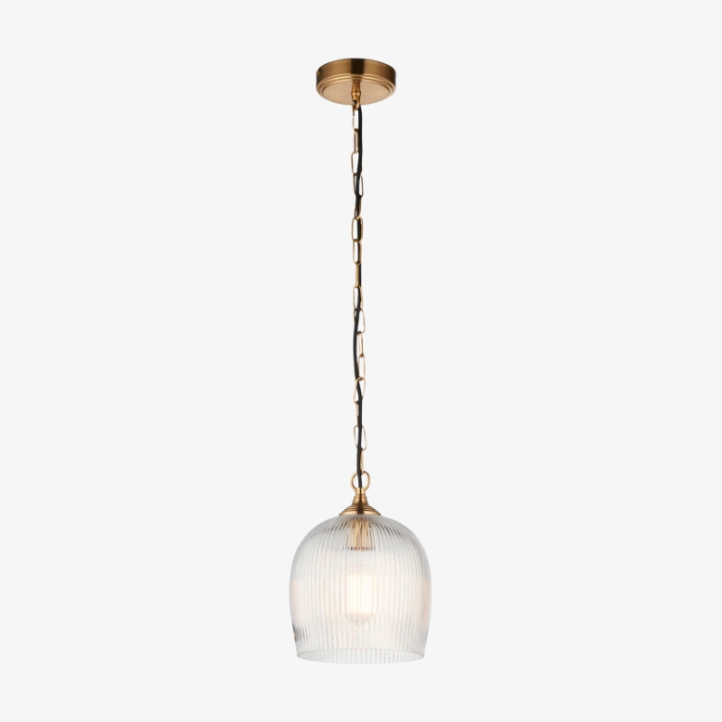 Brazara Glass Dome Pendant Light - Classic Metal Trim Design for Kitchen and Dining T916