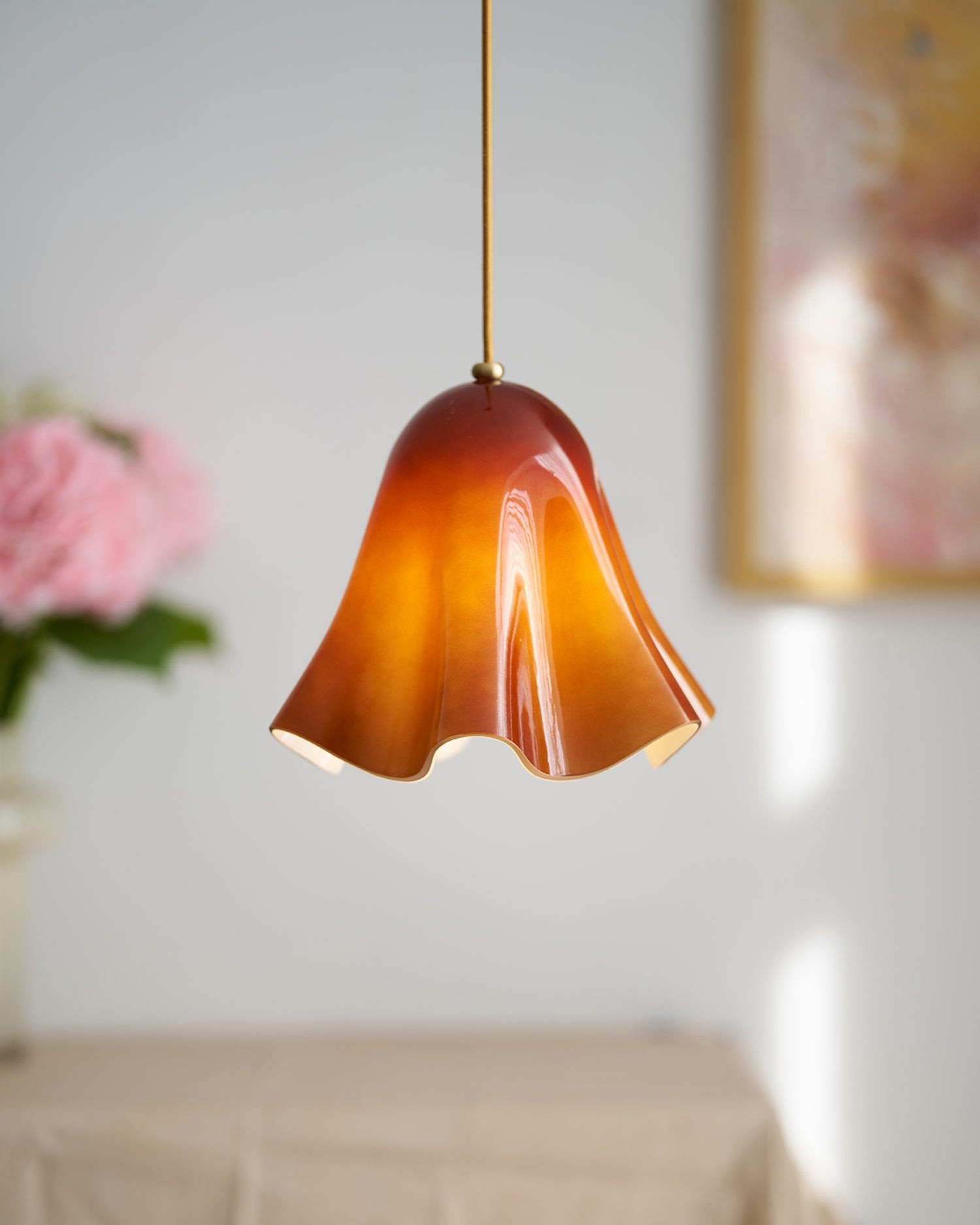 Bellina Wavy Edge Glass Pendant - French Style Light for Kitchen T279