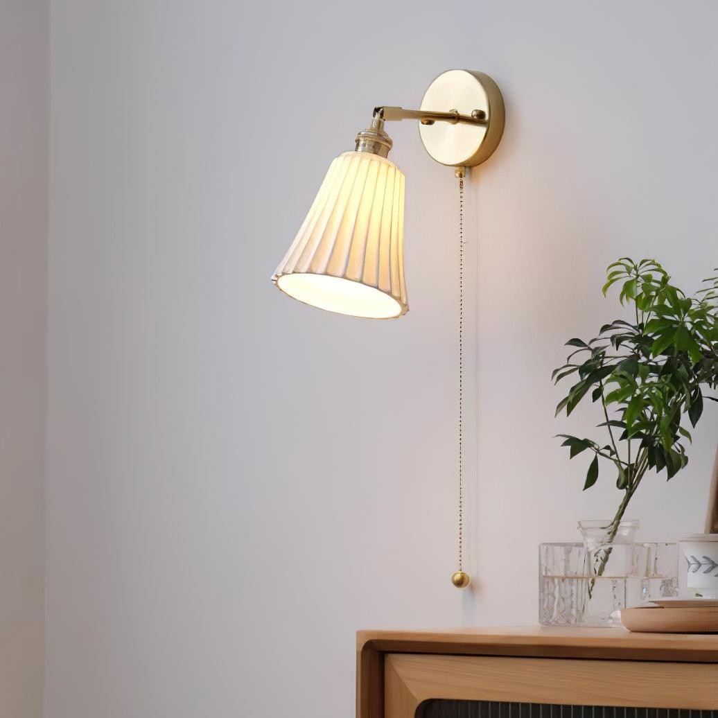 Modern Pull Cord Metal Ceramics Indoor Wall Lamp for Bedroom M401
