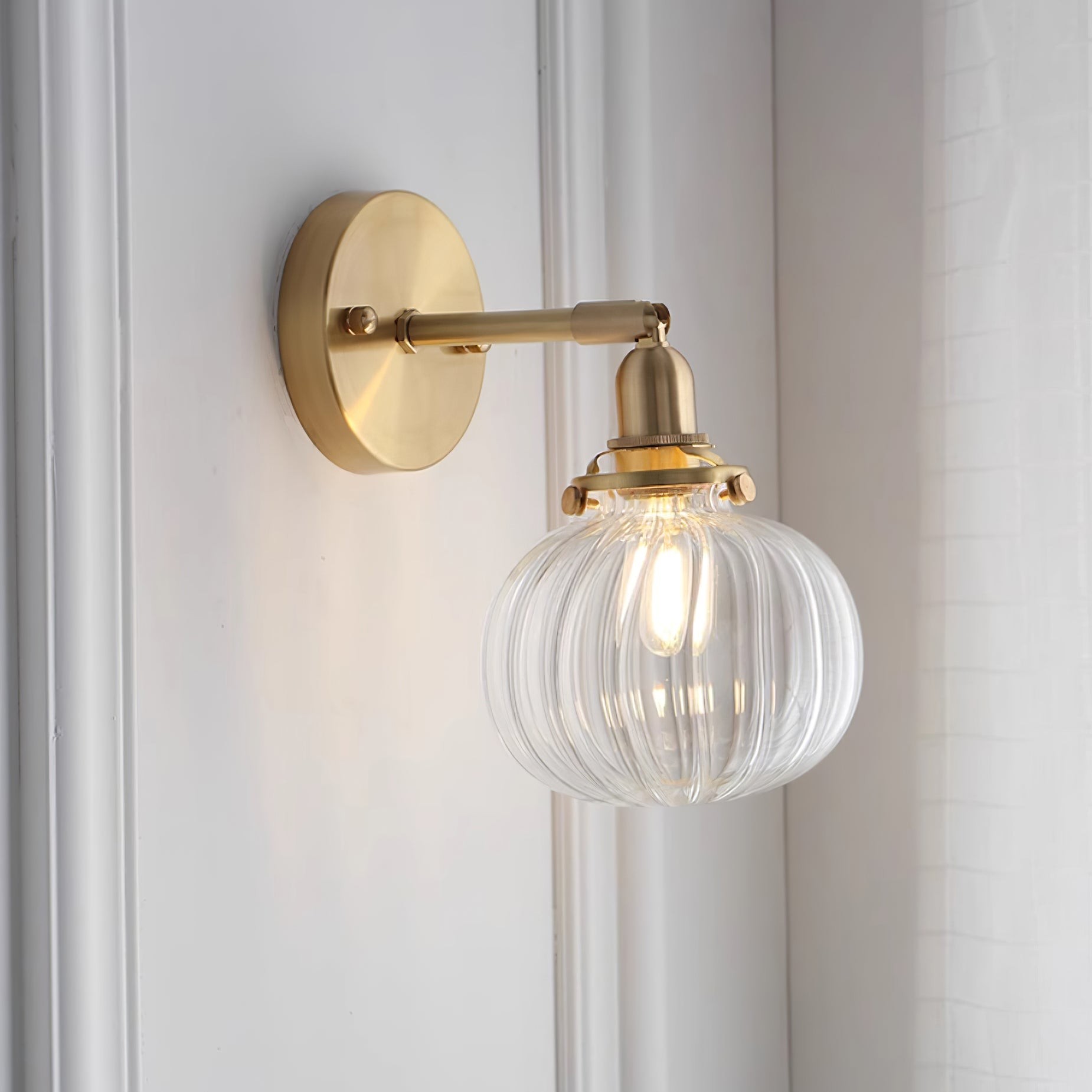 Japanese Style Vintage Brass Glass Wall Lamp M234