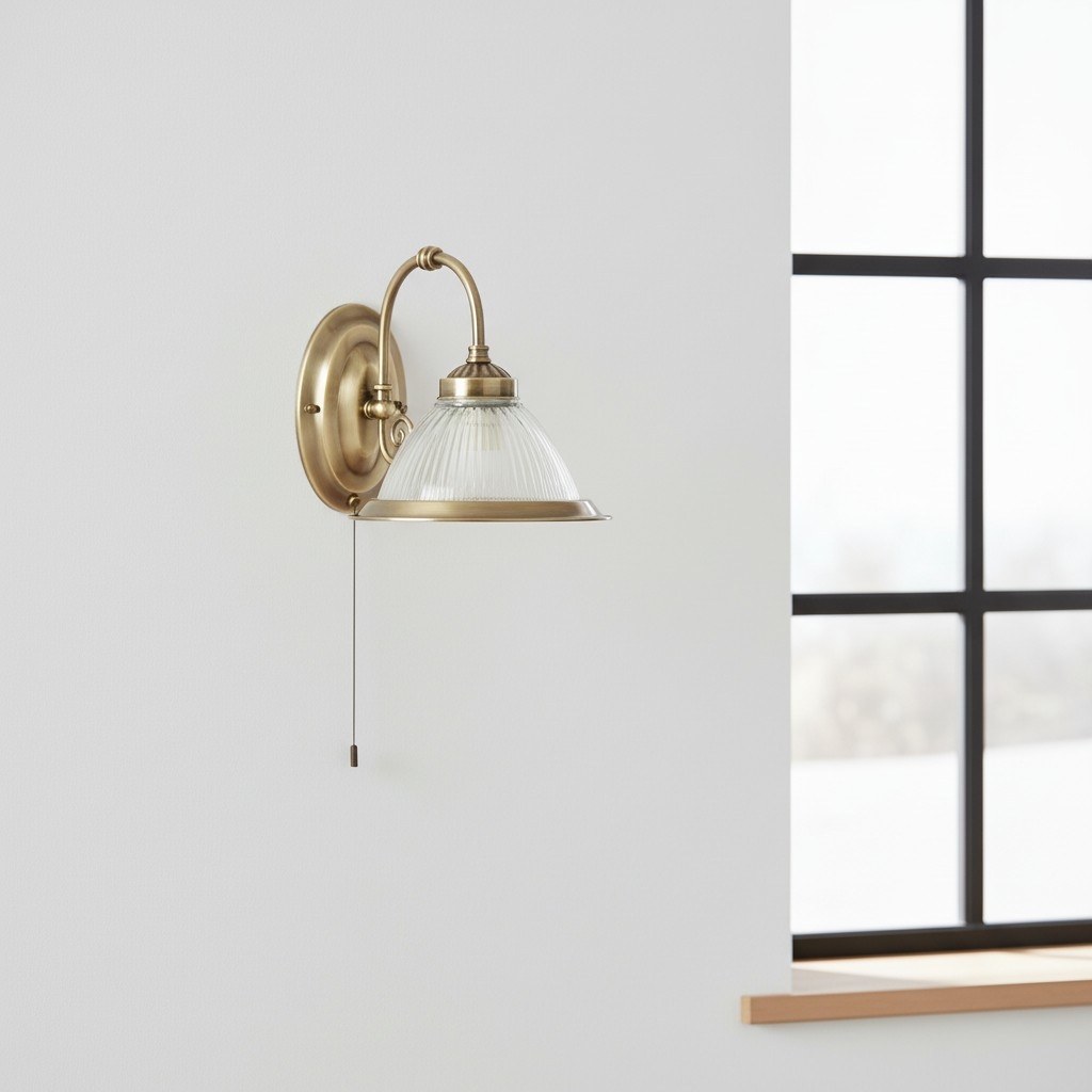 TF Vintora Ribbed Glass Wall Lamp - Industrial Bell Shape for Diner and Hallway T1004